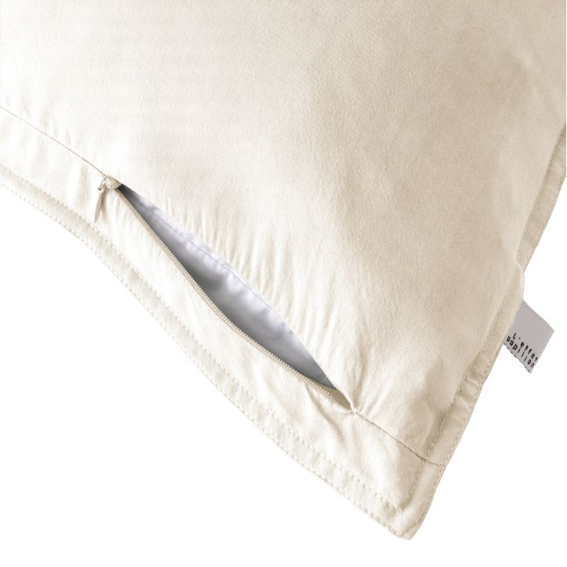 Cotton percale pillow case L'EFFET PAPILLON Beige