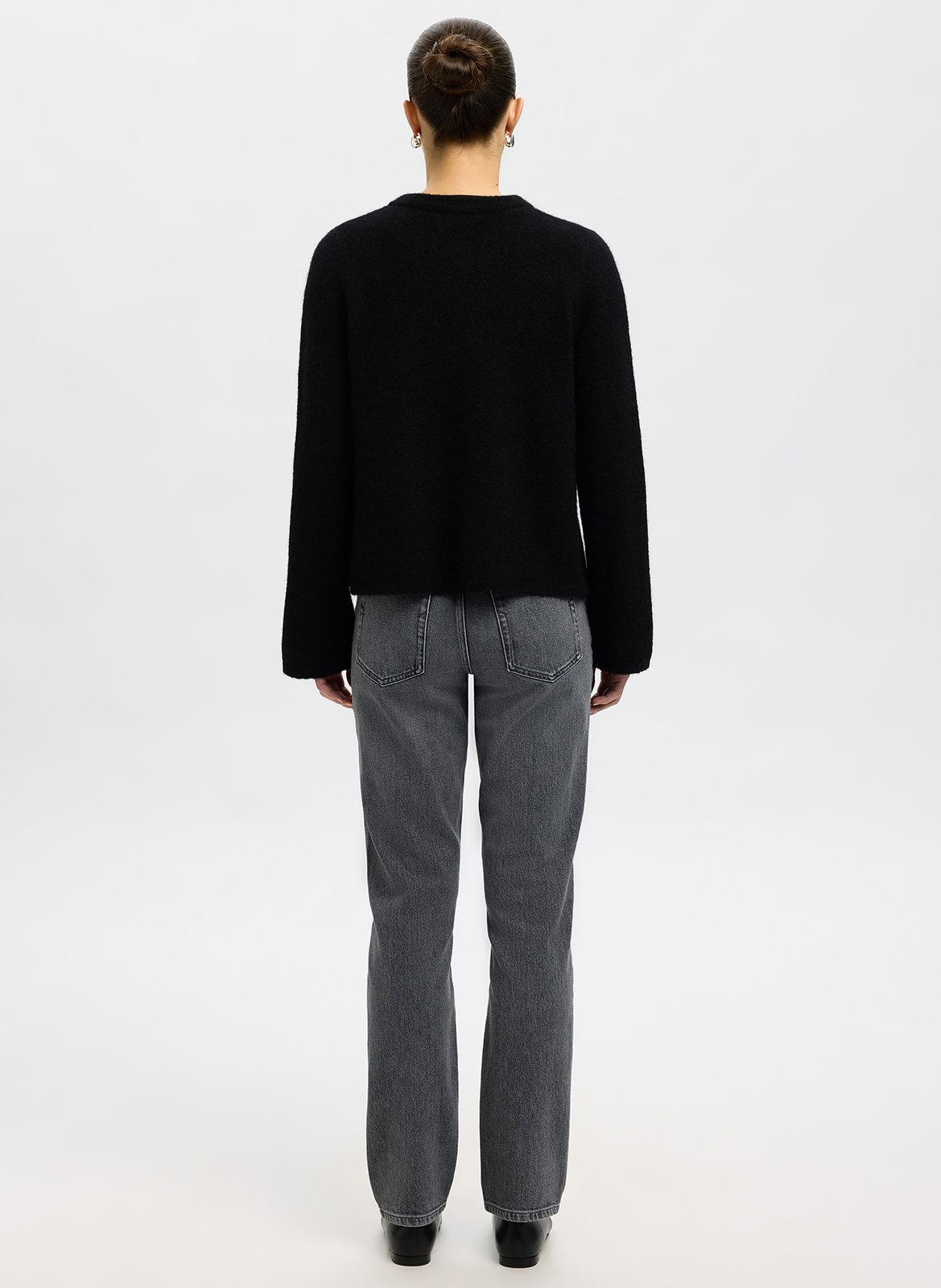 Gilet col rond en laine mélangée SELECTED Noir