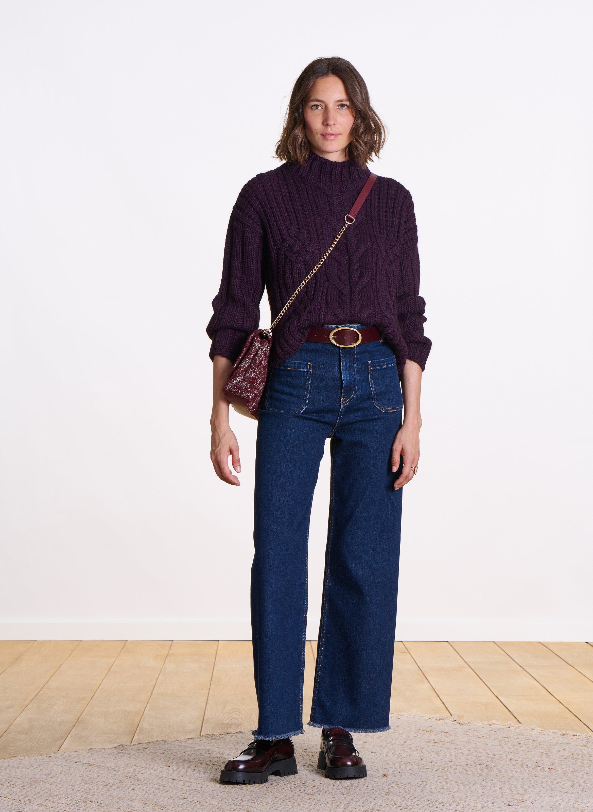 Longstrickjacke aus Wollmix LA FEE MARABOUTEE Violett