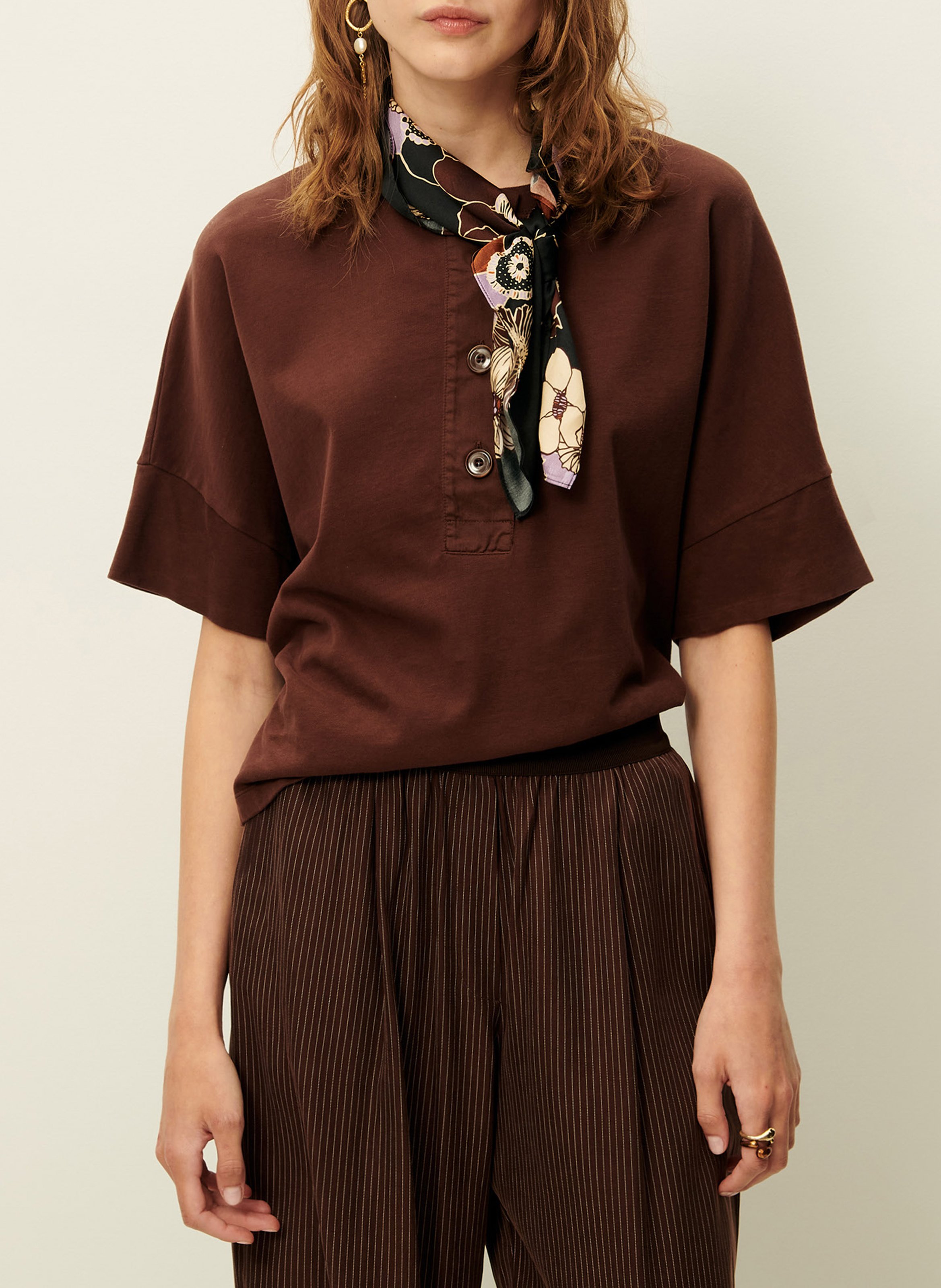 Camiliday round-neck sleeveless cotton top SESSUN Brown