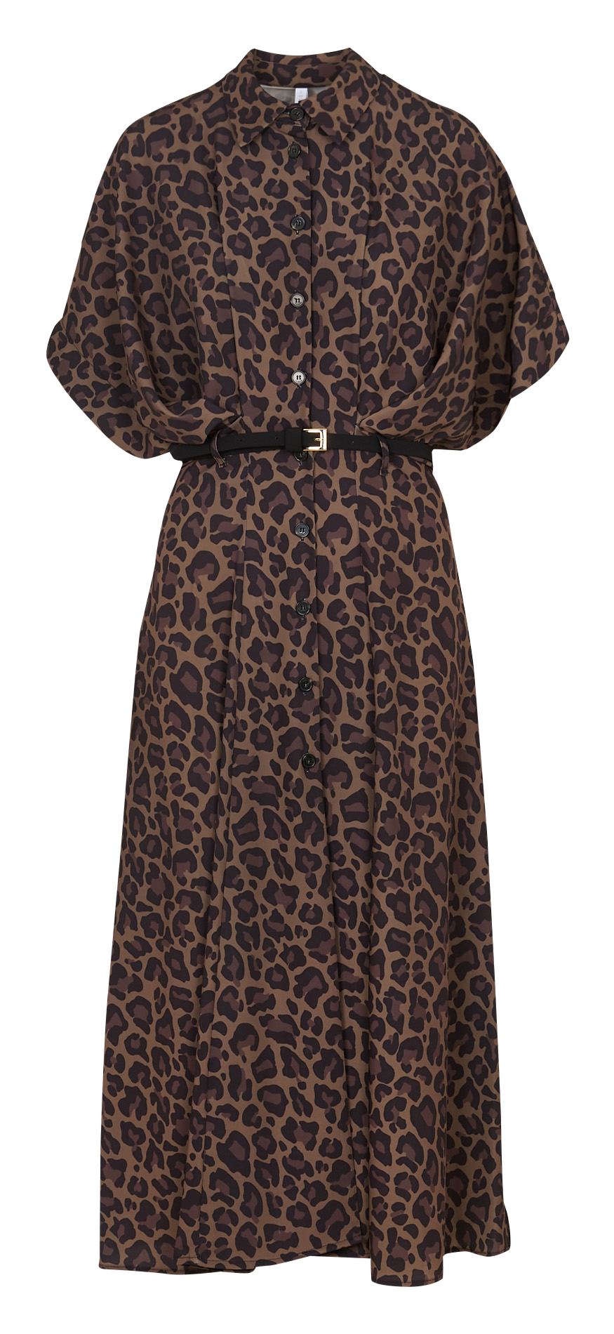 Long printed dress with classic collar IMPERIAL Brown