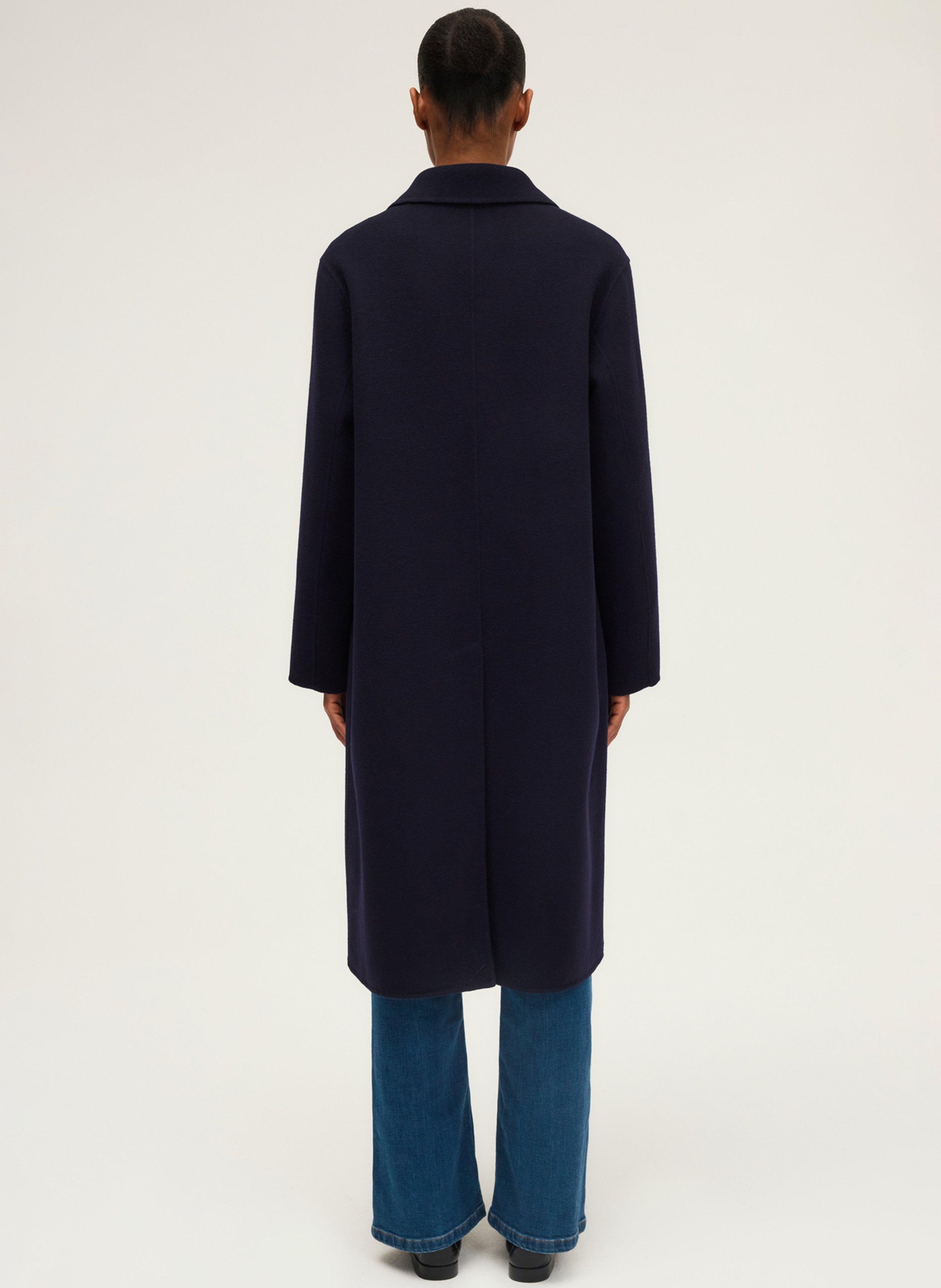 Long wool coat with notched collar PABLO Blue