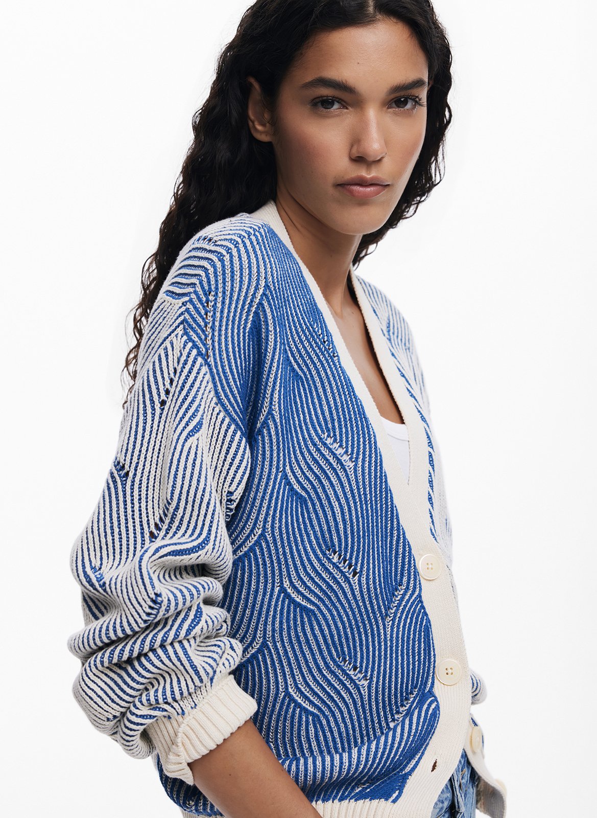 Cardigan con stampa in rilievo DESIGUAL Blu