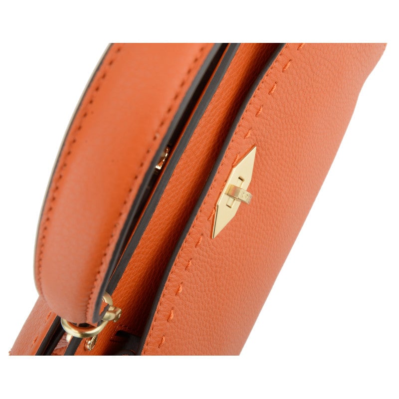 Handbag - cowhide leather POURCHET Orange