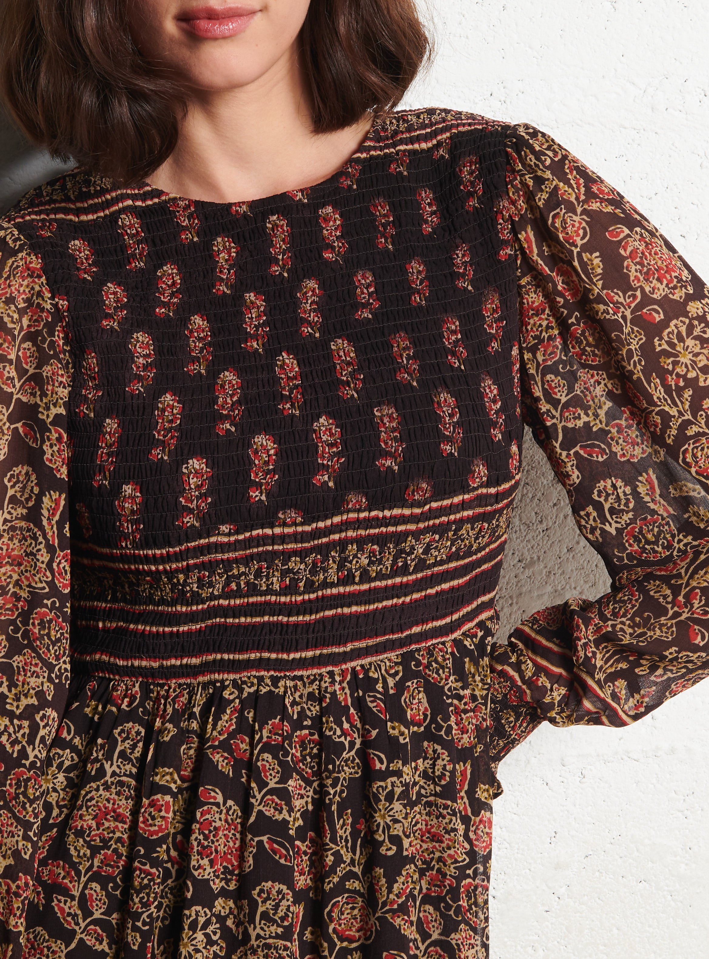 Long floral print viscose dress MAISON HOTEL Multicolored