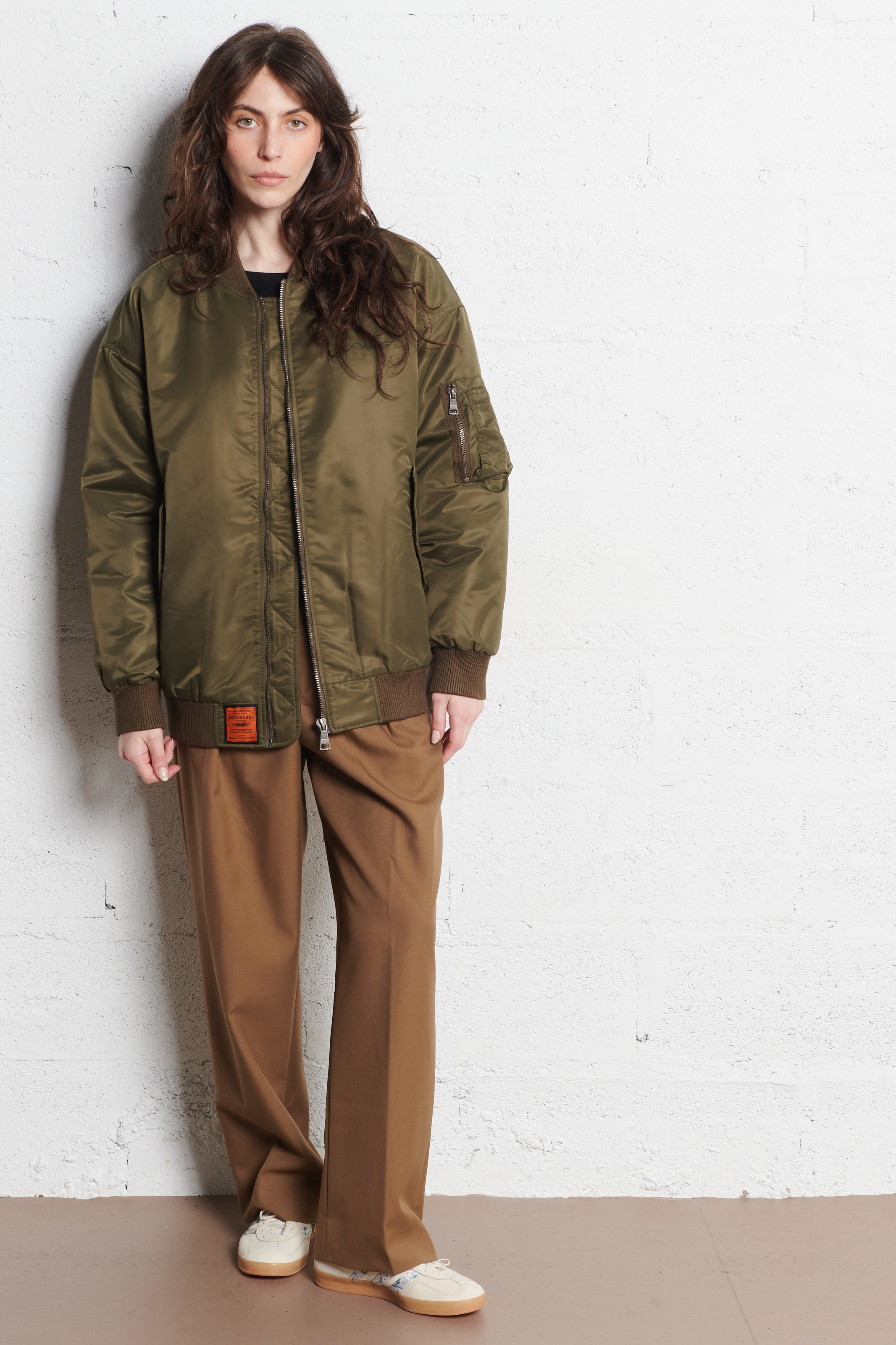 Veste zippée ample unie BOMBERS ORIGINAL Kaki