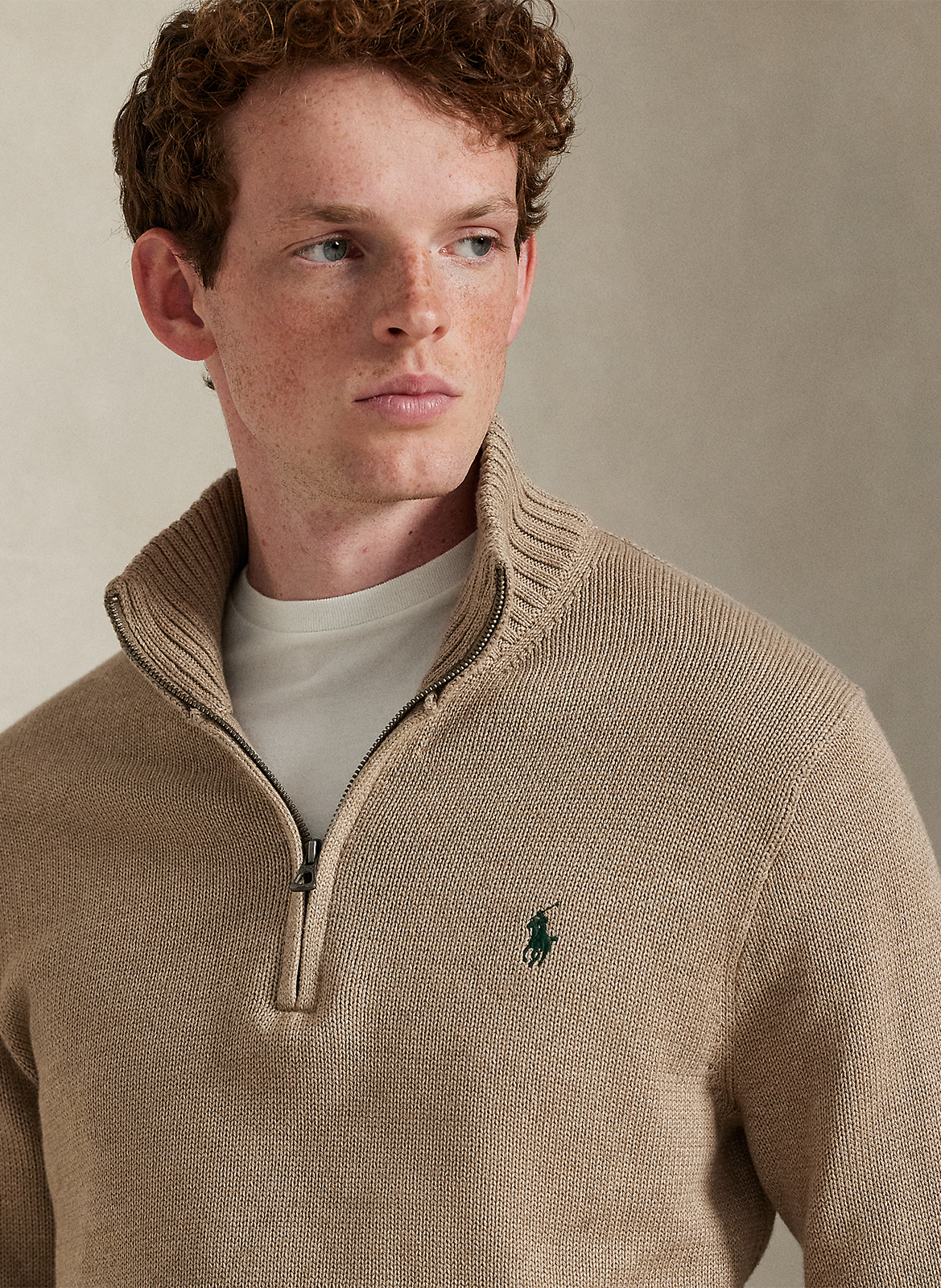 Katoenen trui met ritsje POLO RALPH LAUREN Bruin