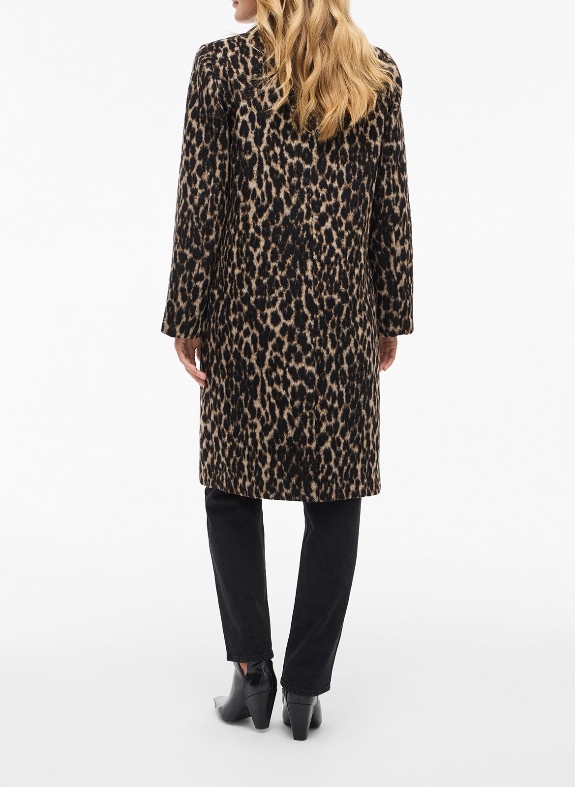 Manteau mi-long à motif léopard VILA Noir