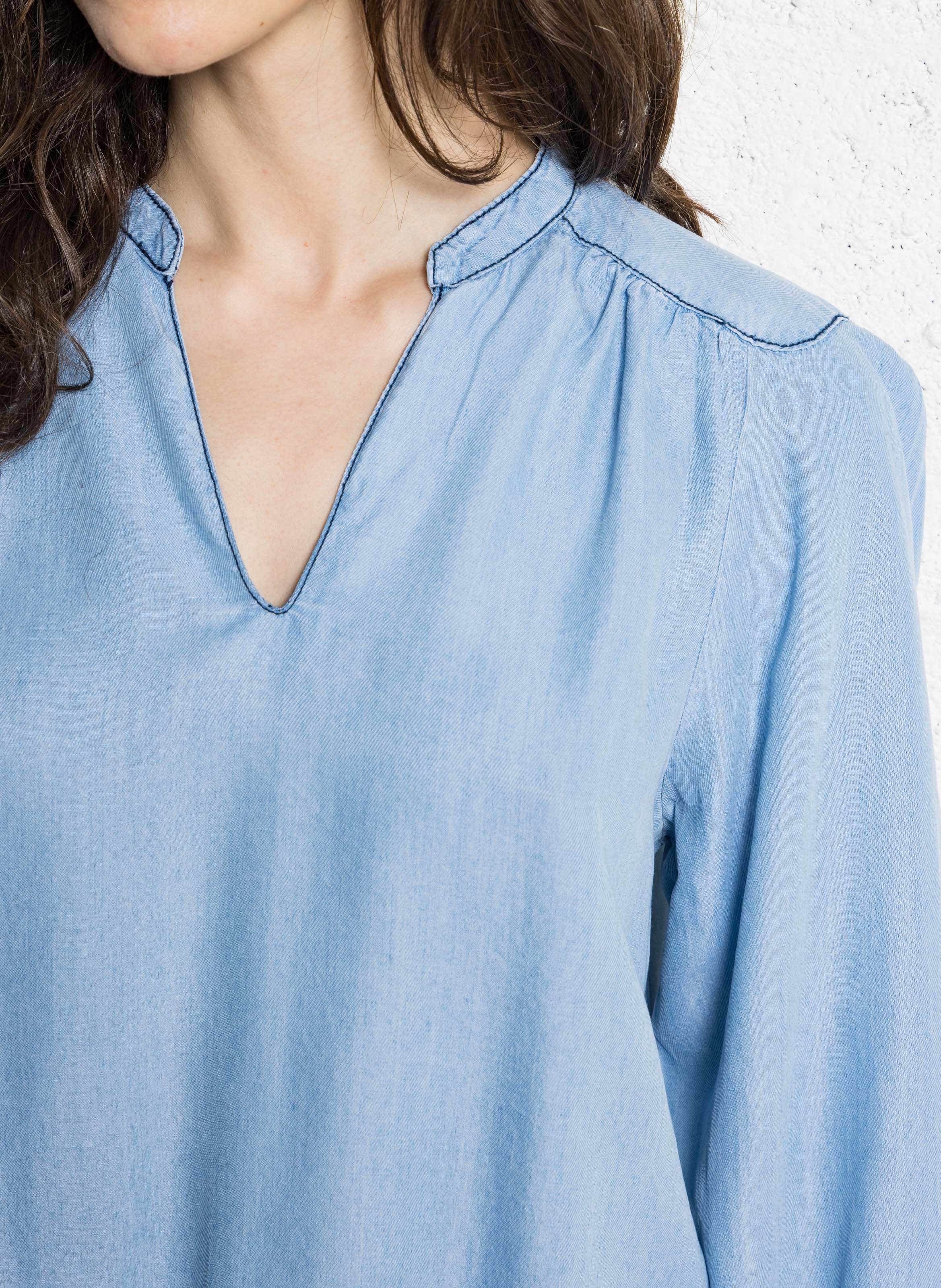 Blouse oversize col tunisien SUD EXPRESS Bleu