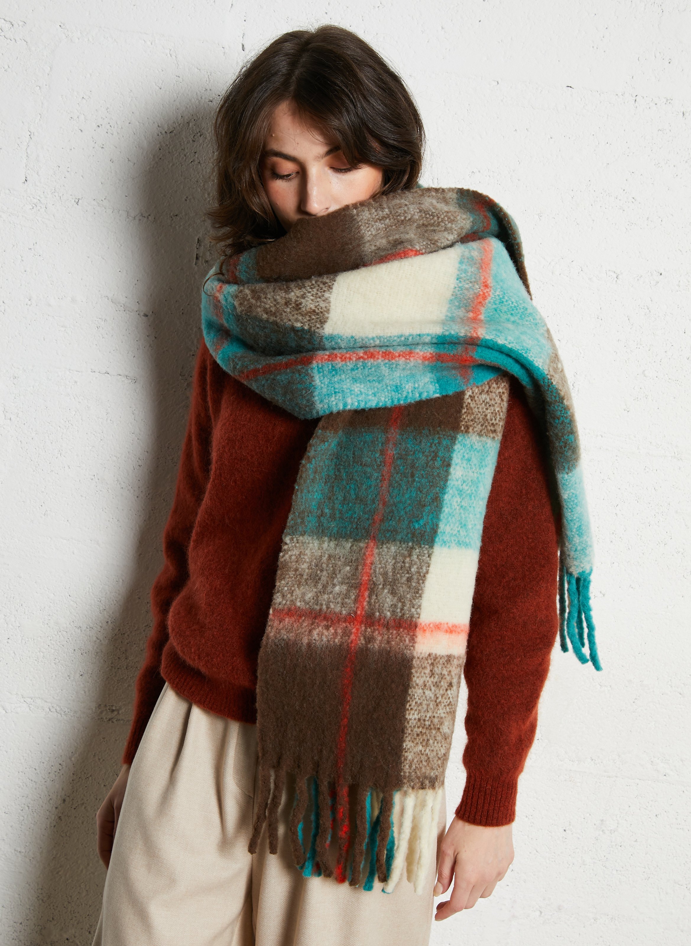 Checked alpaca wool scarf BENSIMON Multicolored