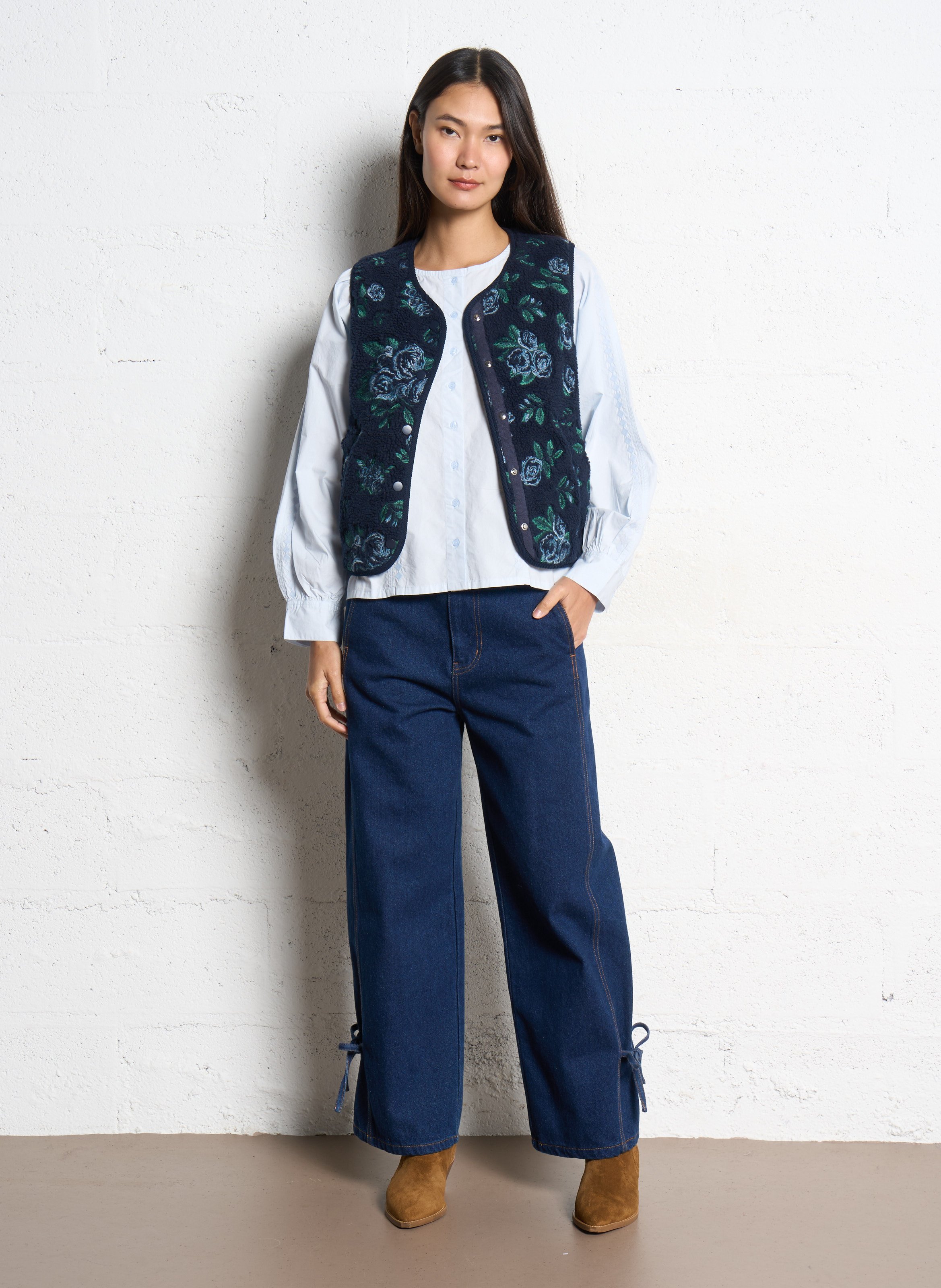 Jean large en coton THE TINY BIG SISTER Bleu