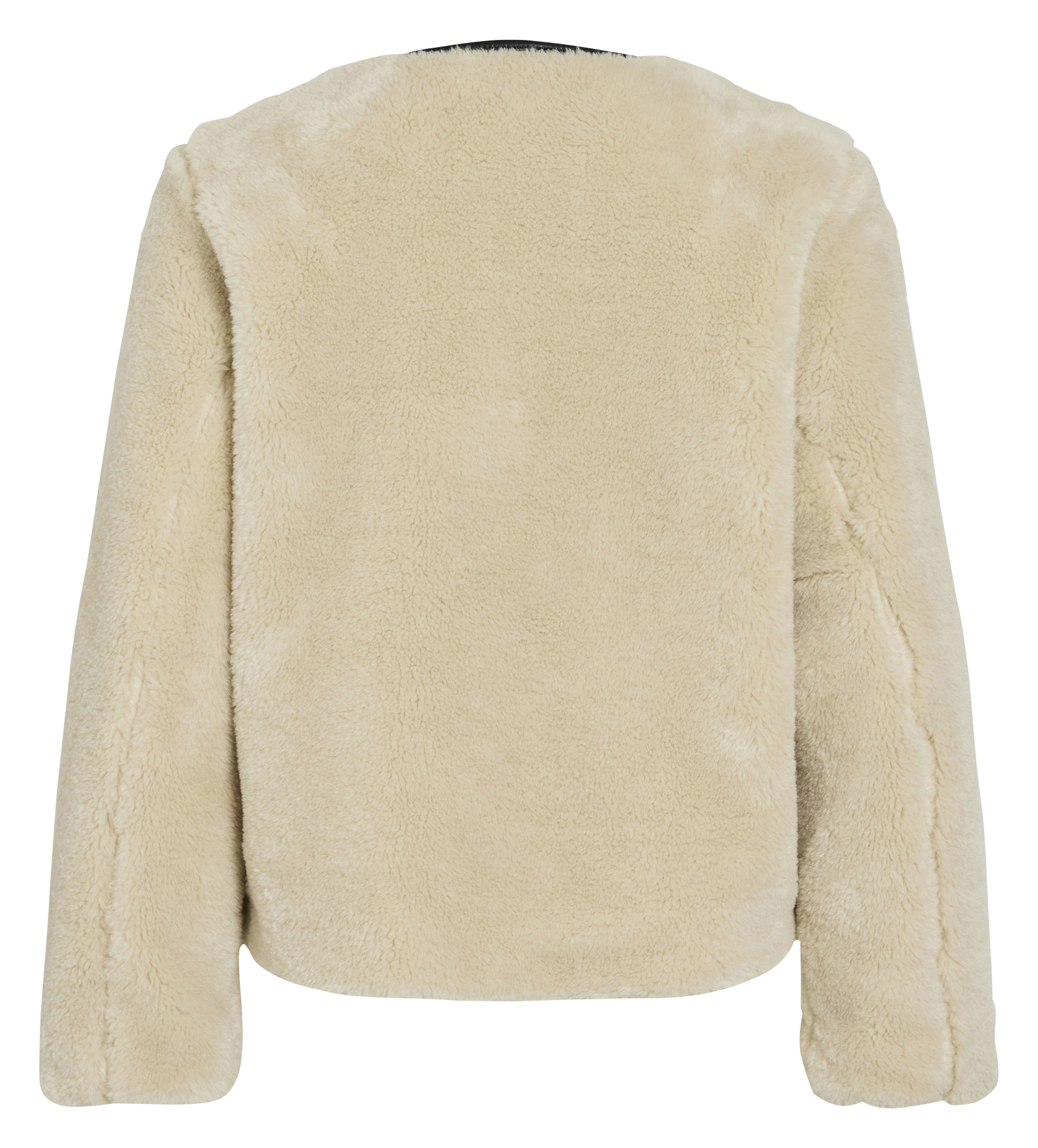 Round-neck faux-fur coat VILA Beige