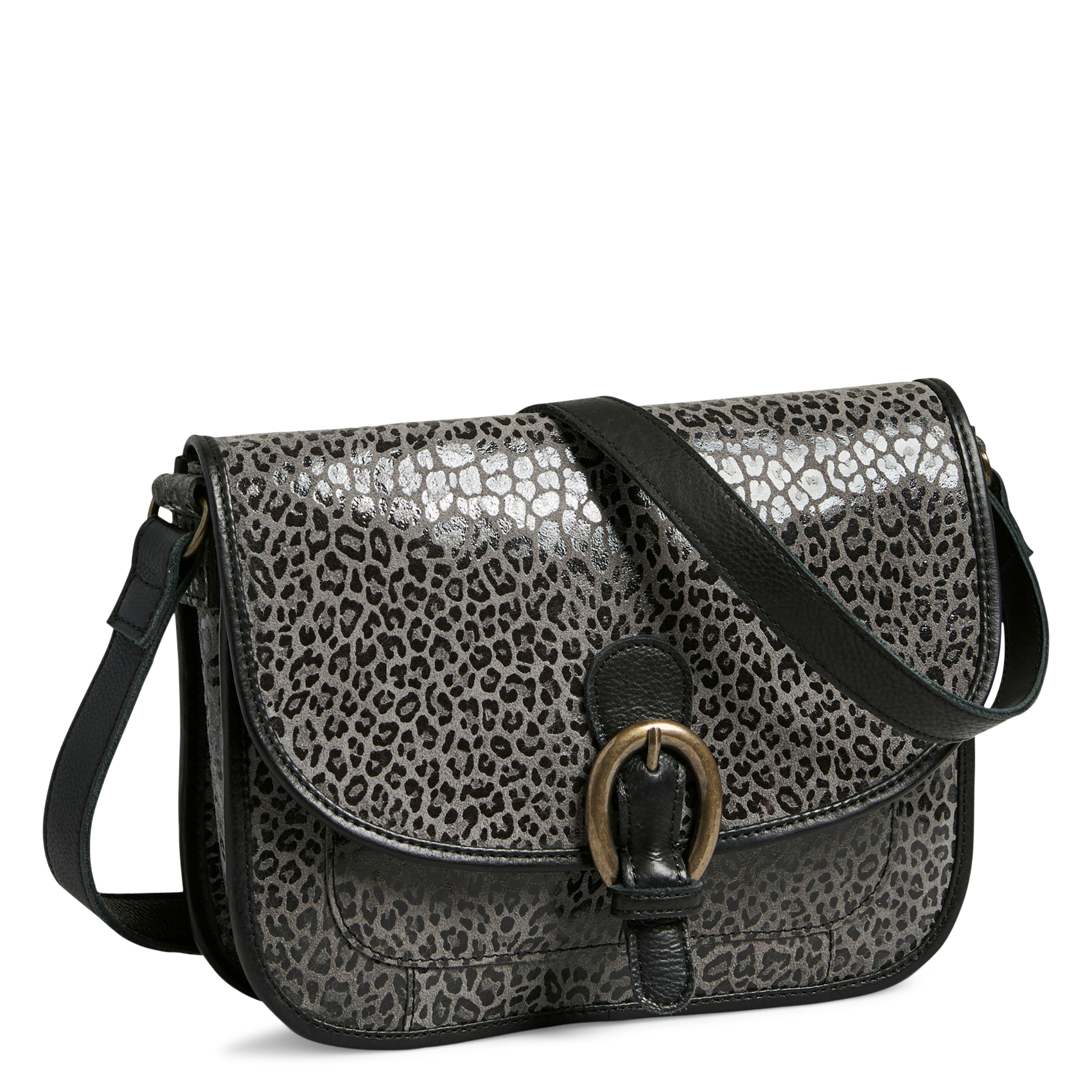 Schoudertas met luipaardprint PIECES Grijs