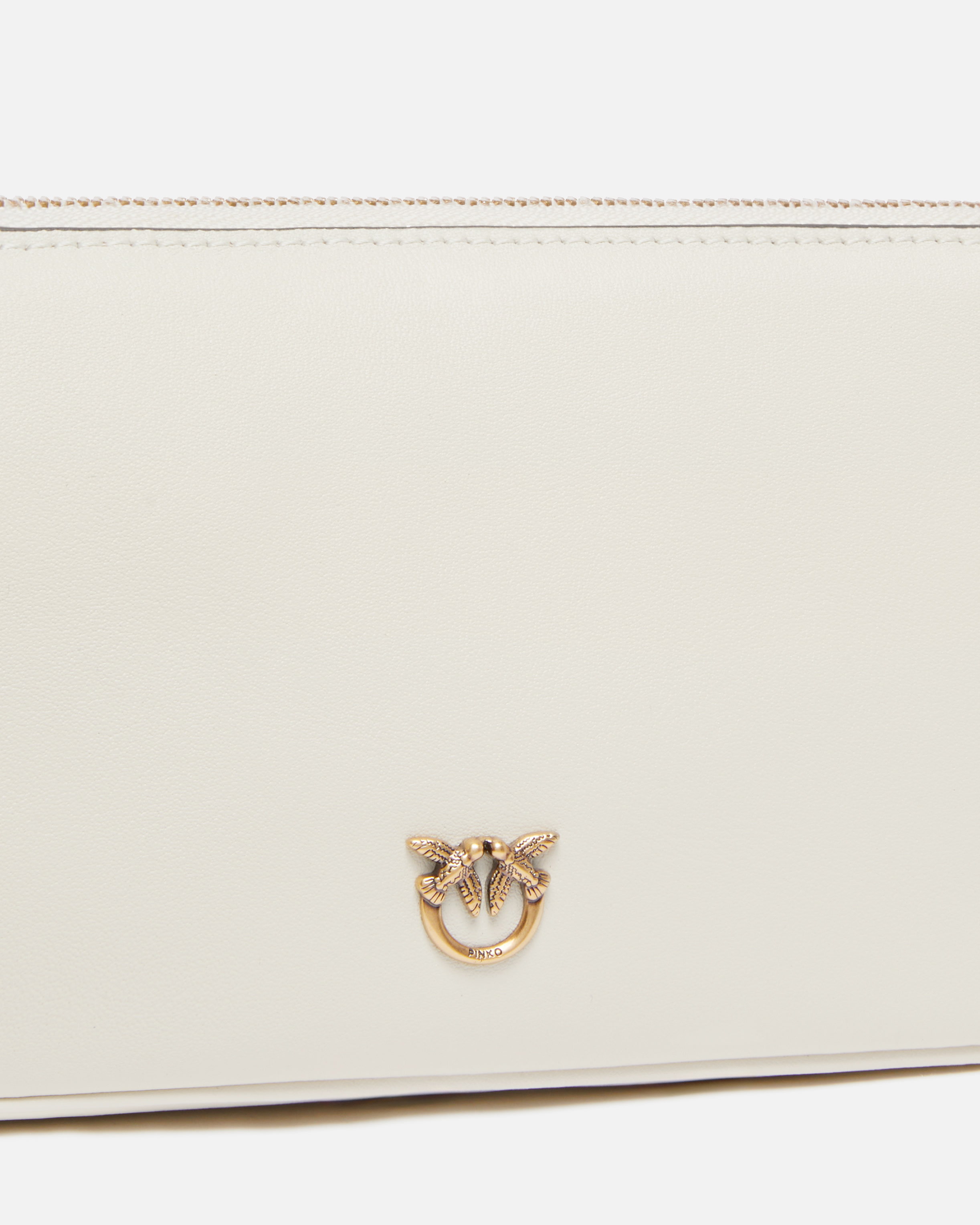 Mini leather half-moon baguette shoulder bag PINKO White