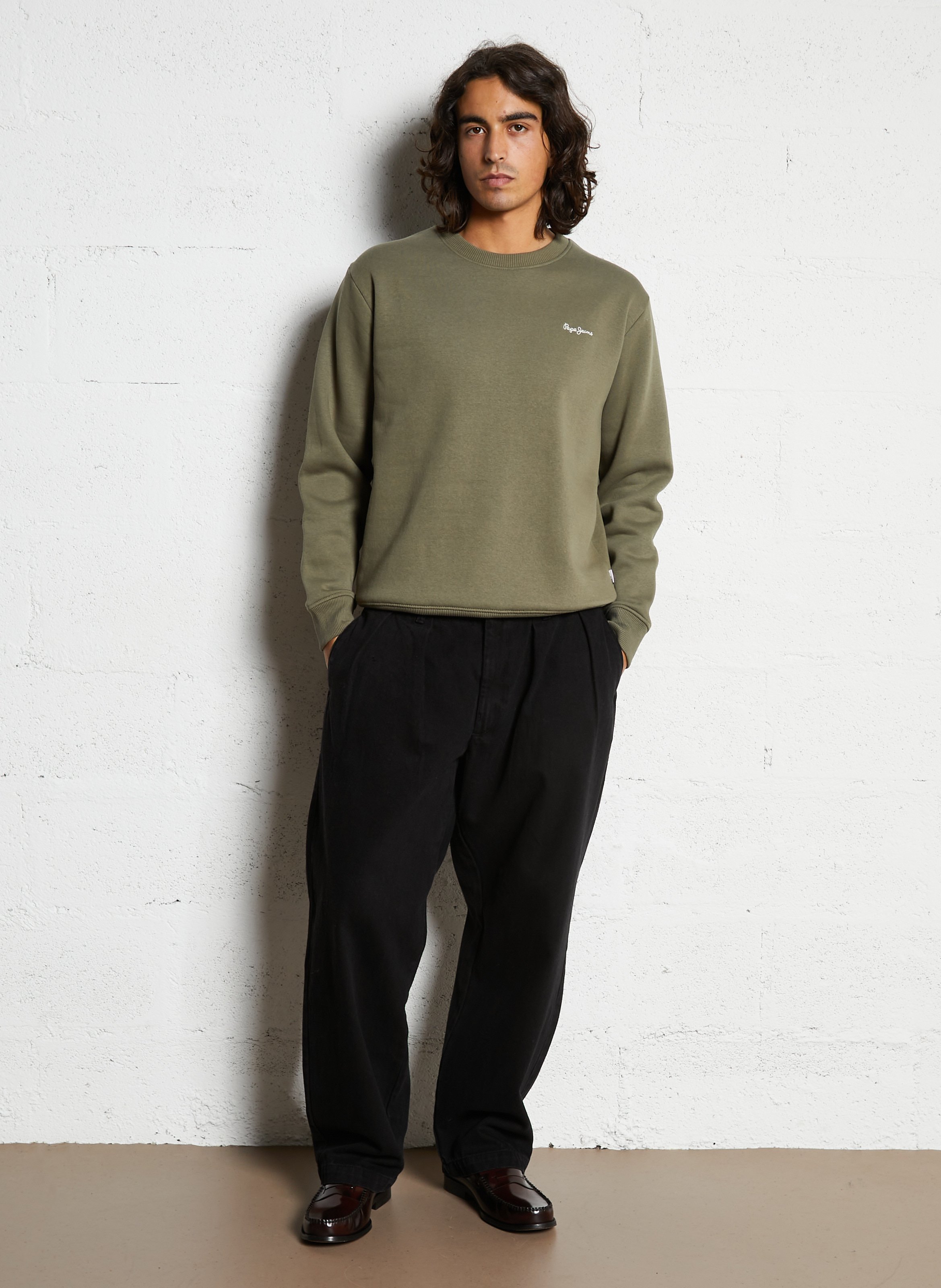 Cotton-mix round-neck sweatshirt PEPE JEANS Green