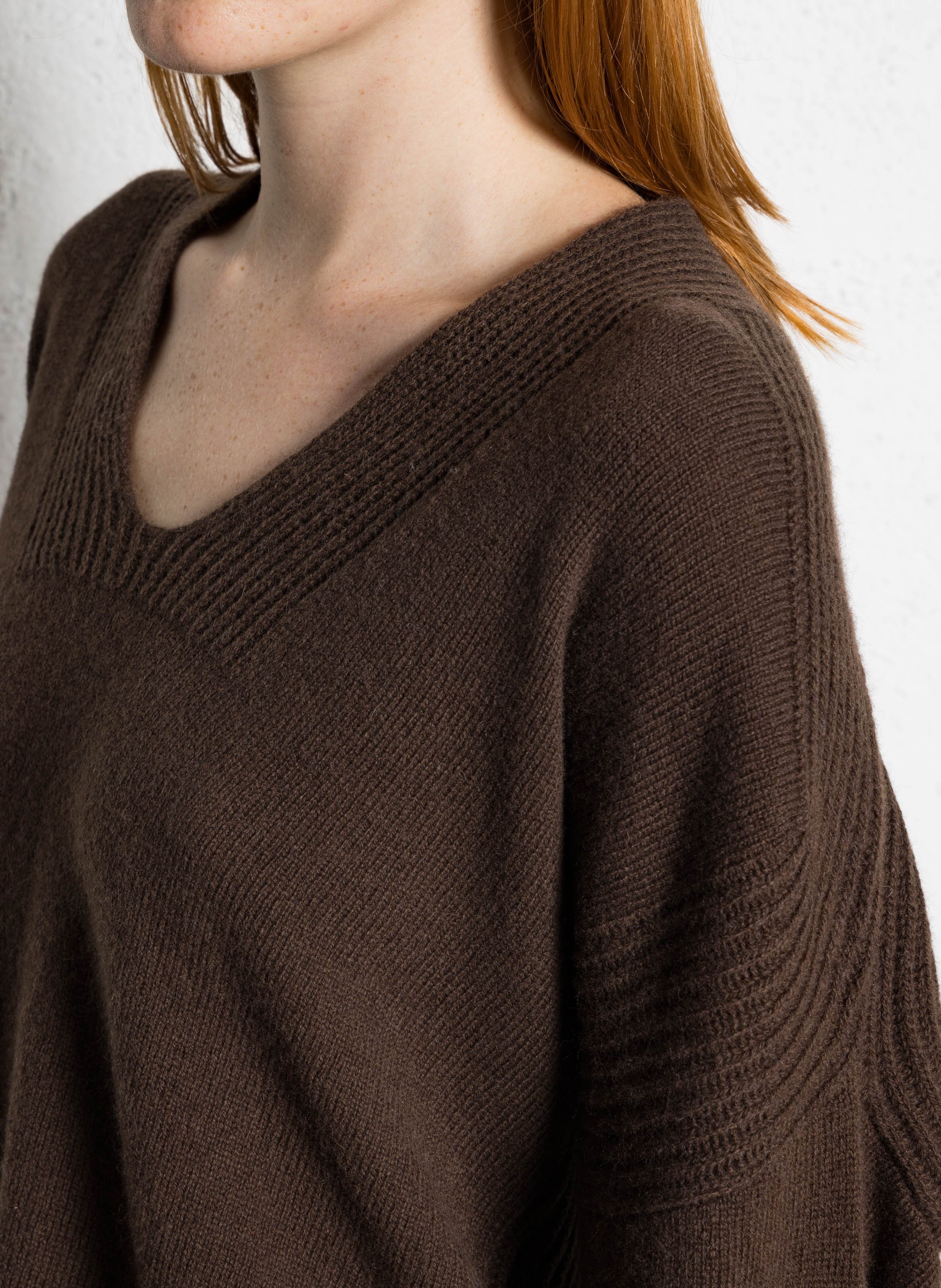 Pull oversize col rond en laine LIU JO Marron
