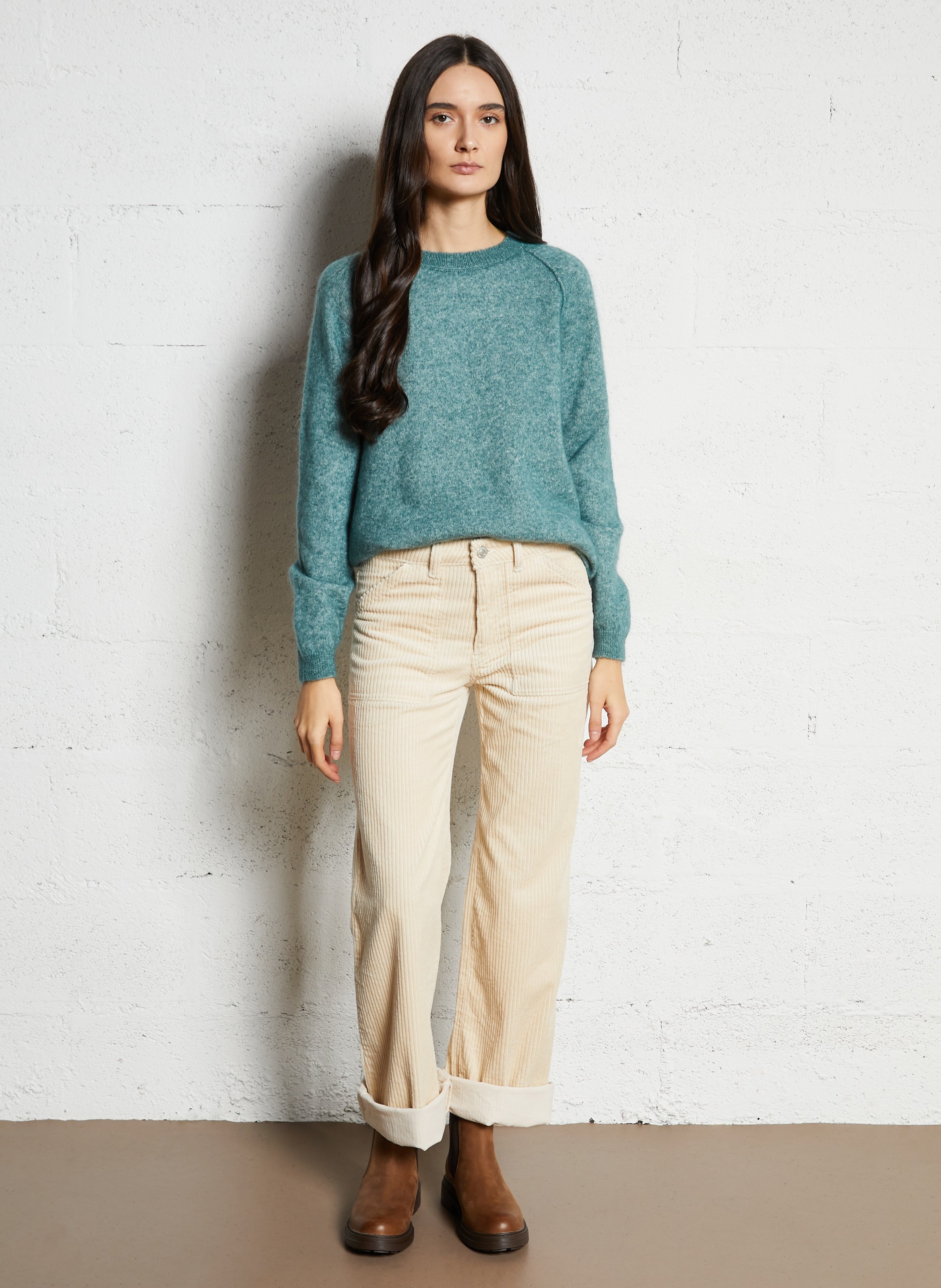 Capribroek van corduroy ACQUAVERDE Wit