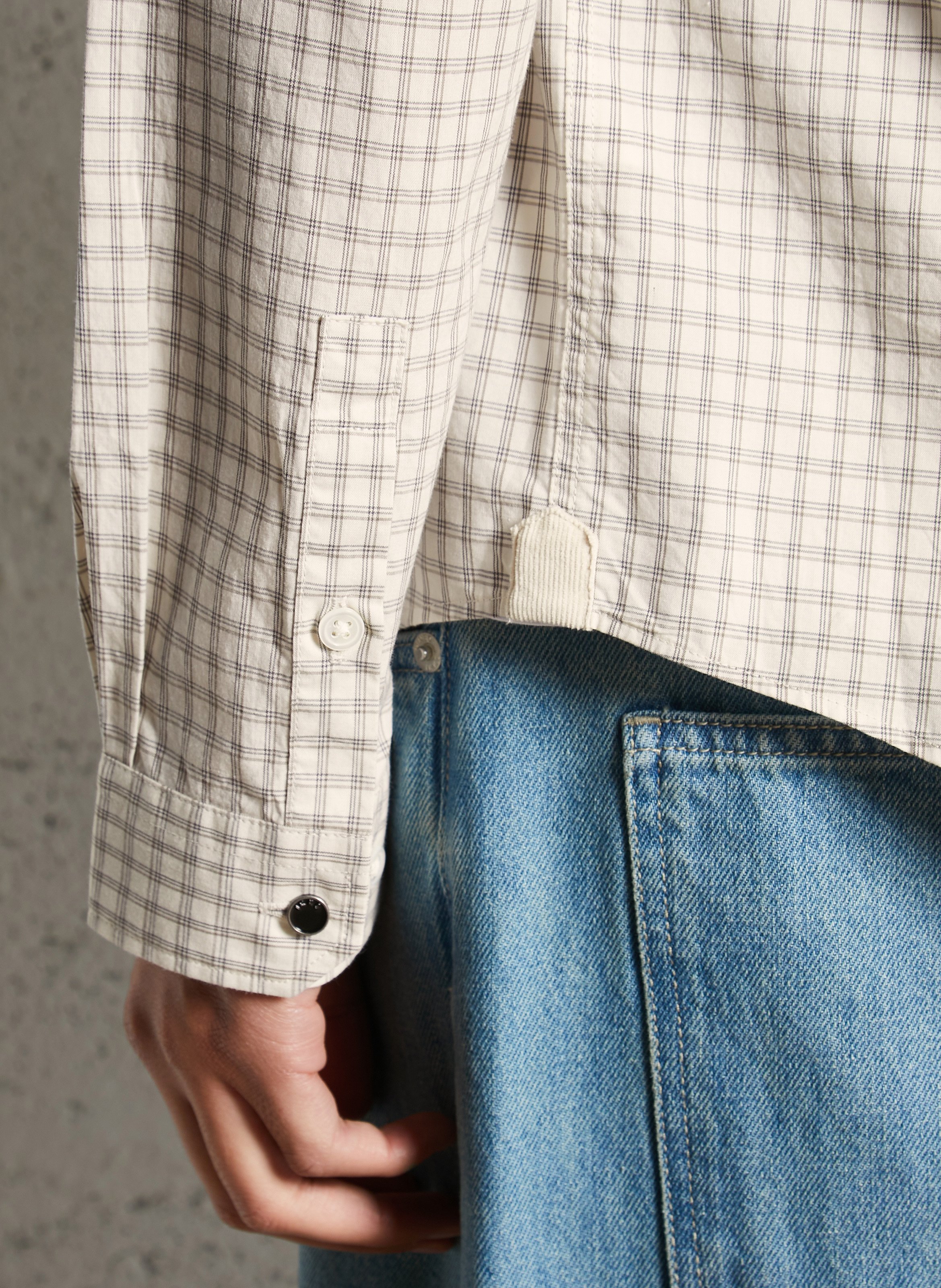 Chemise col classique à carreaux IKKS Blanc