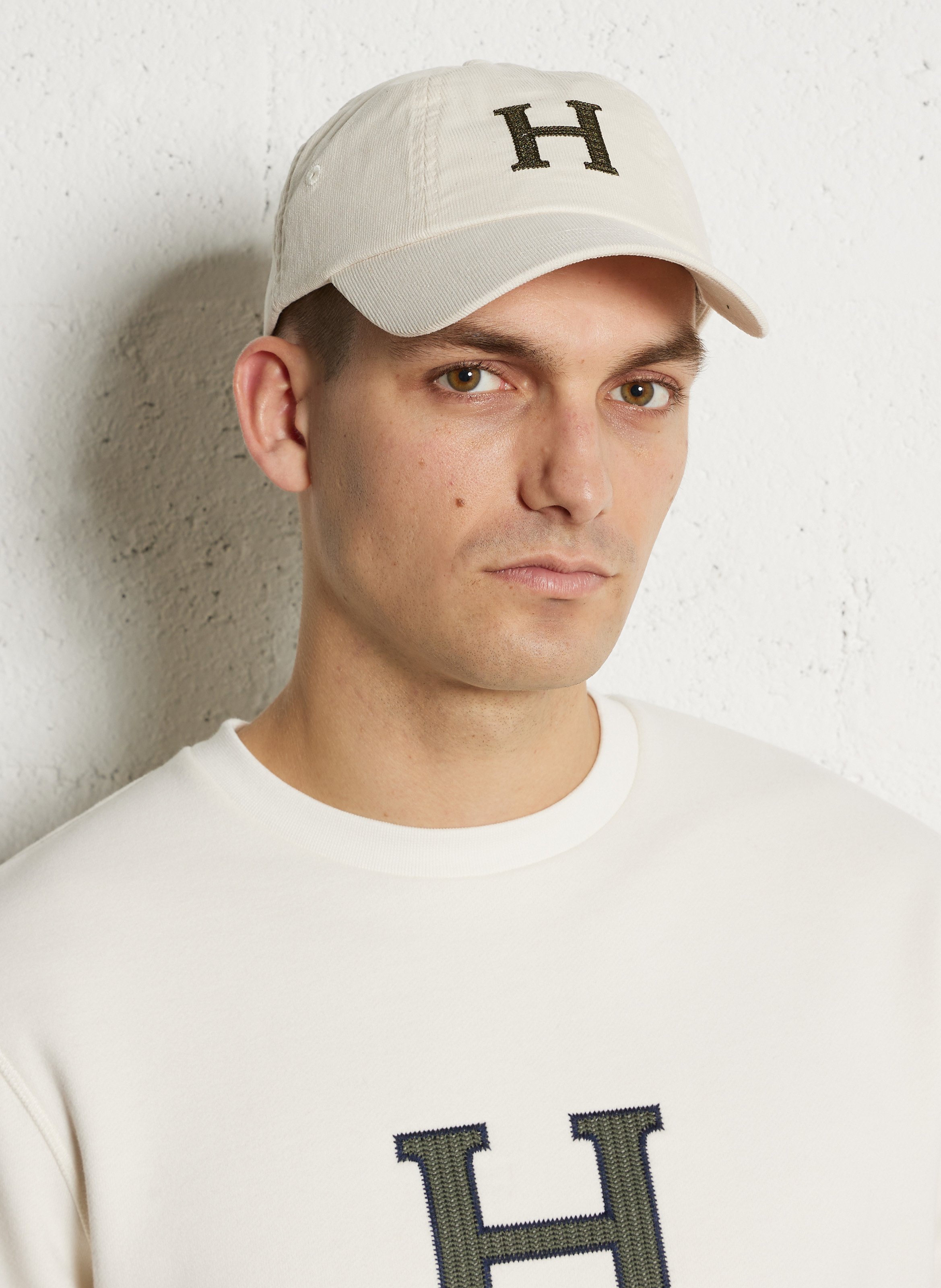 Geborduurde pet van ribfluweel katoen HACKETT Wit