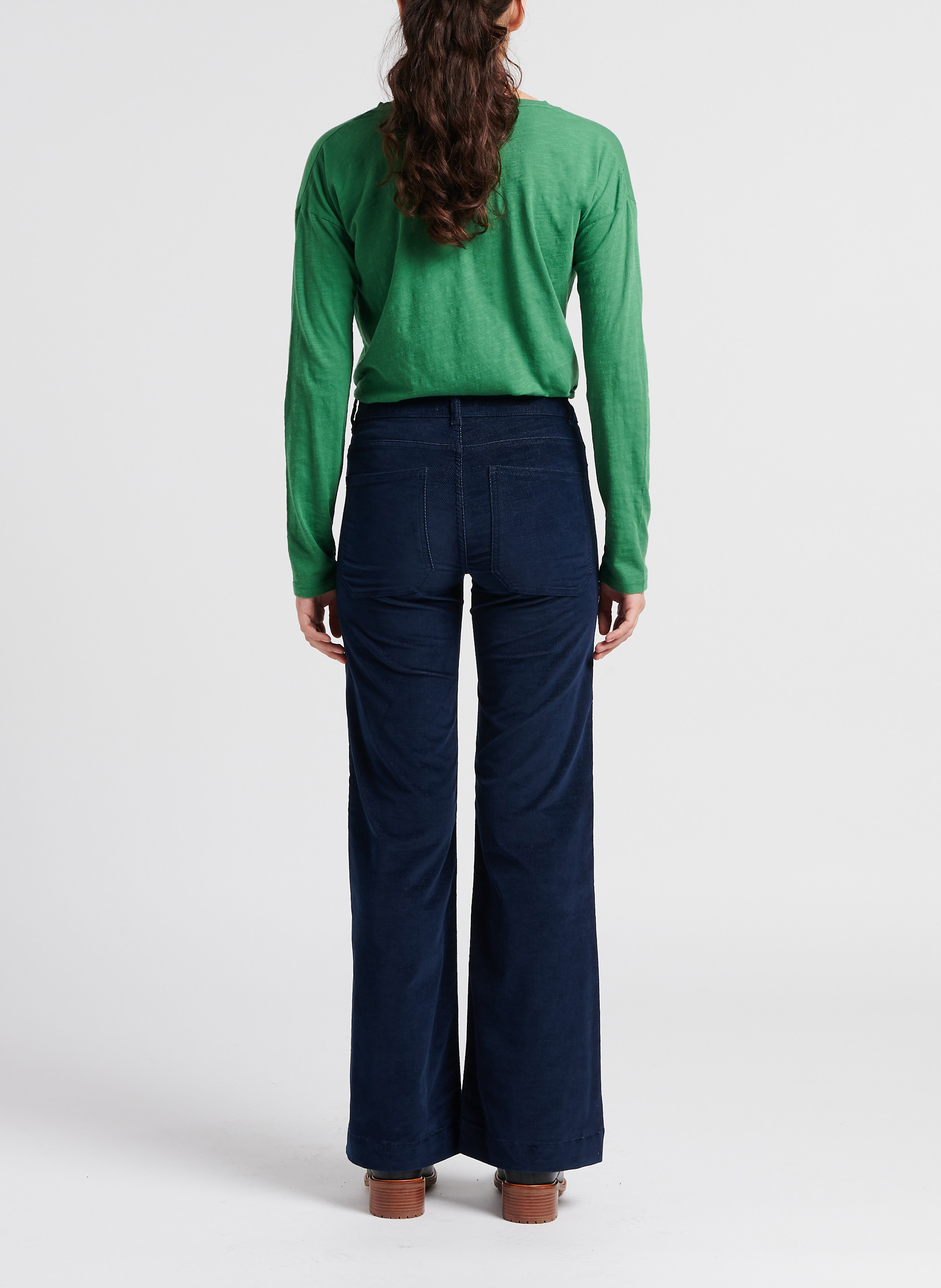Flared cotton-blend pants ACQUAVERDE Blue