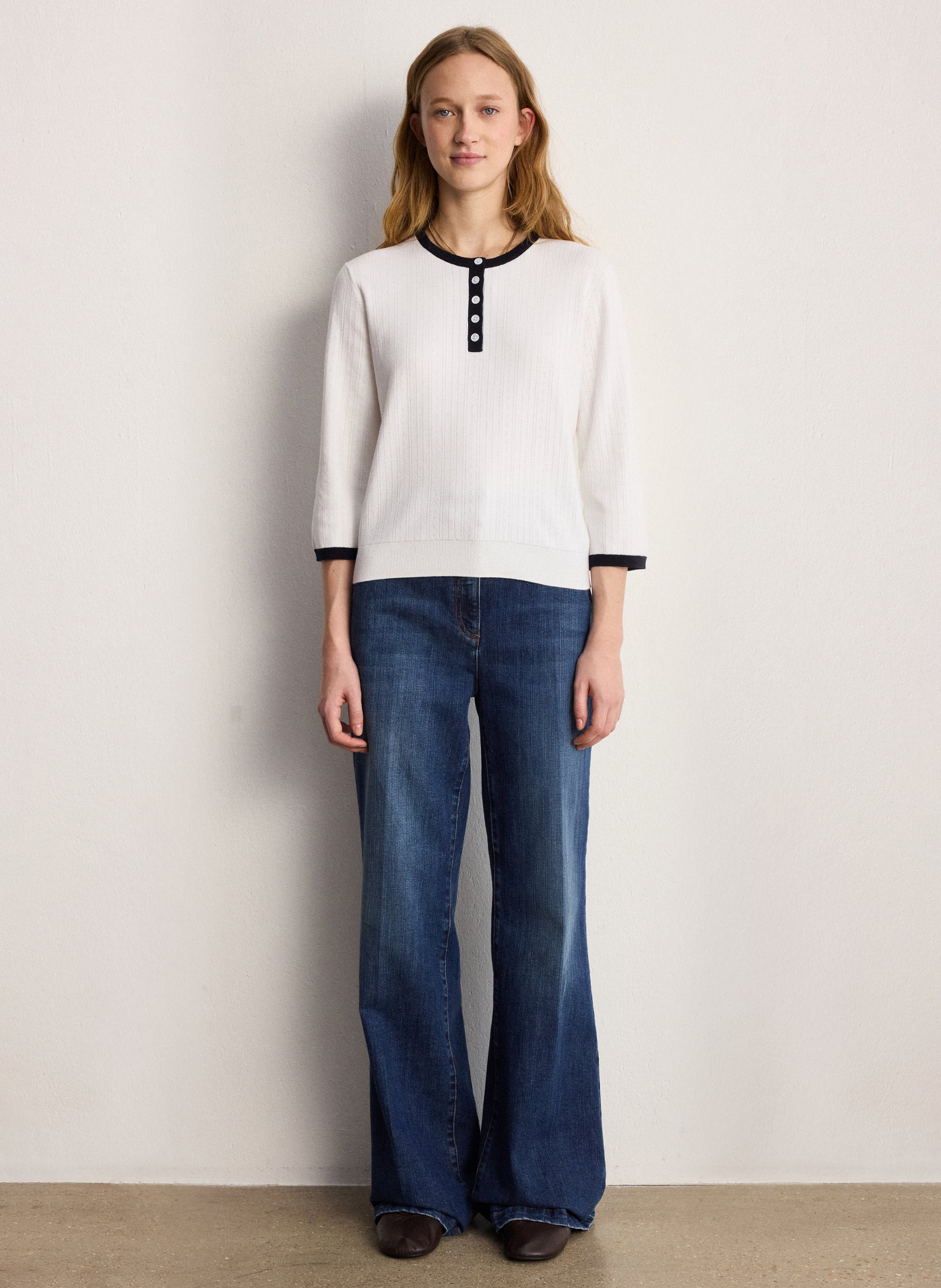 Tee-shirt droit col rond en coton PABLO Blanc