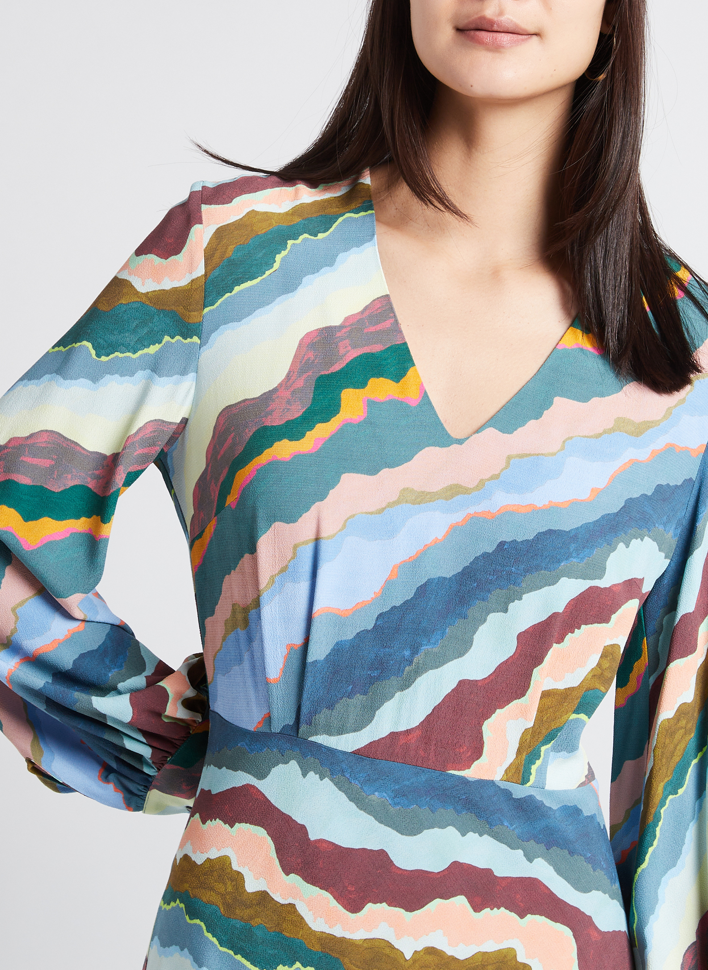 Robe midi droite col V imprimé PAUL SMITH Multicolore