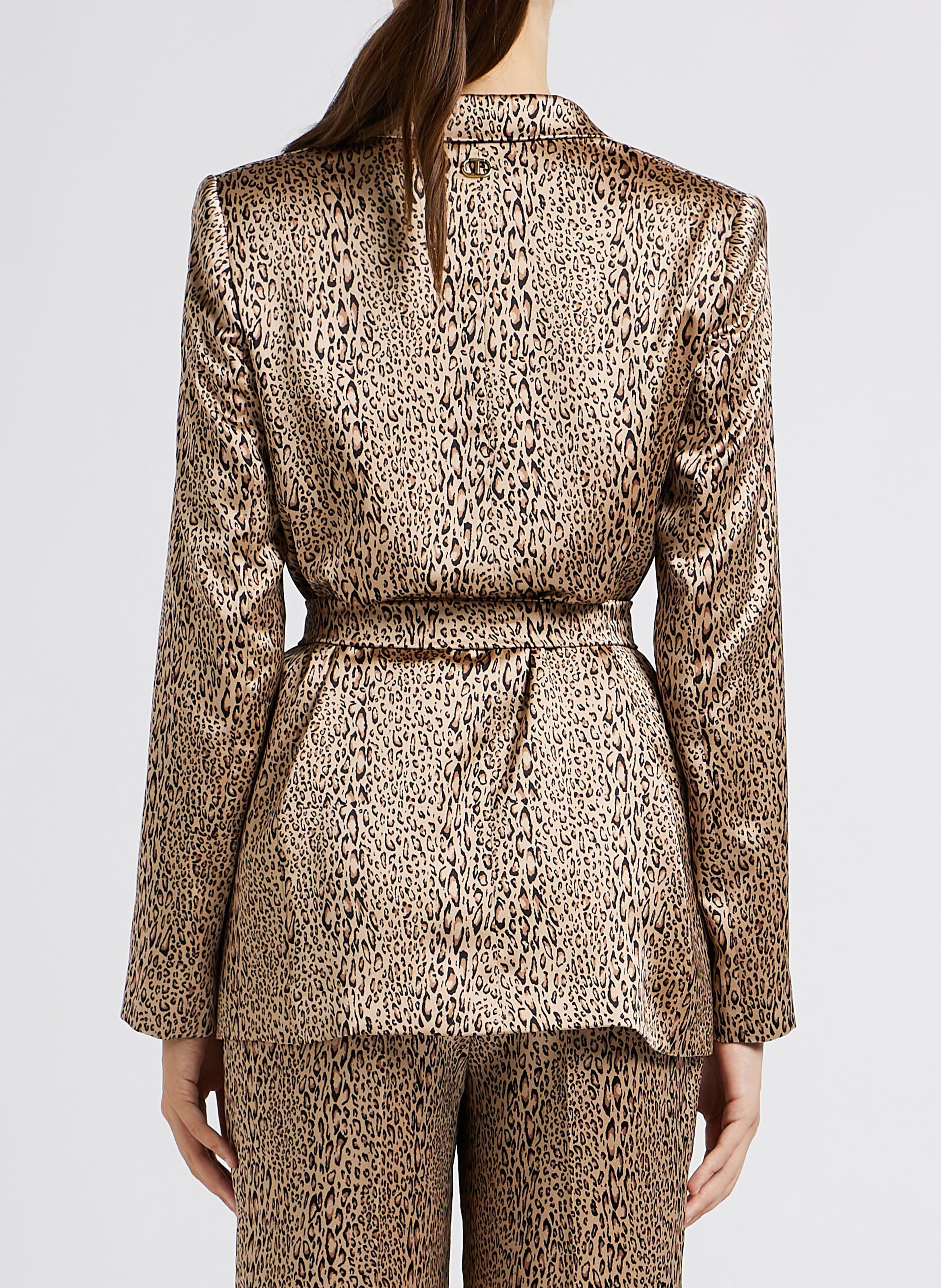 Leopard print tailored jacket TWINSET Brown