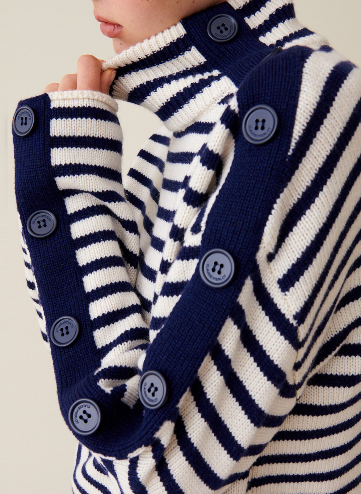 Pull marinière col montant boutonné CLAUDIE PIERLOT Multicolore