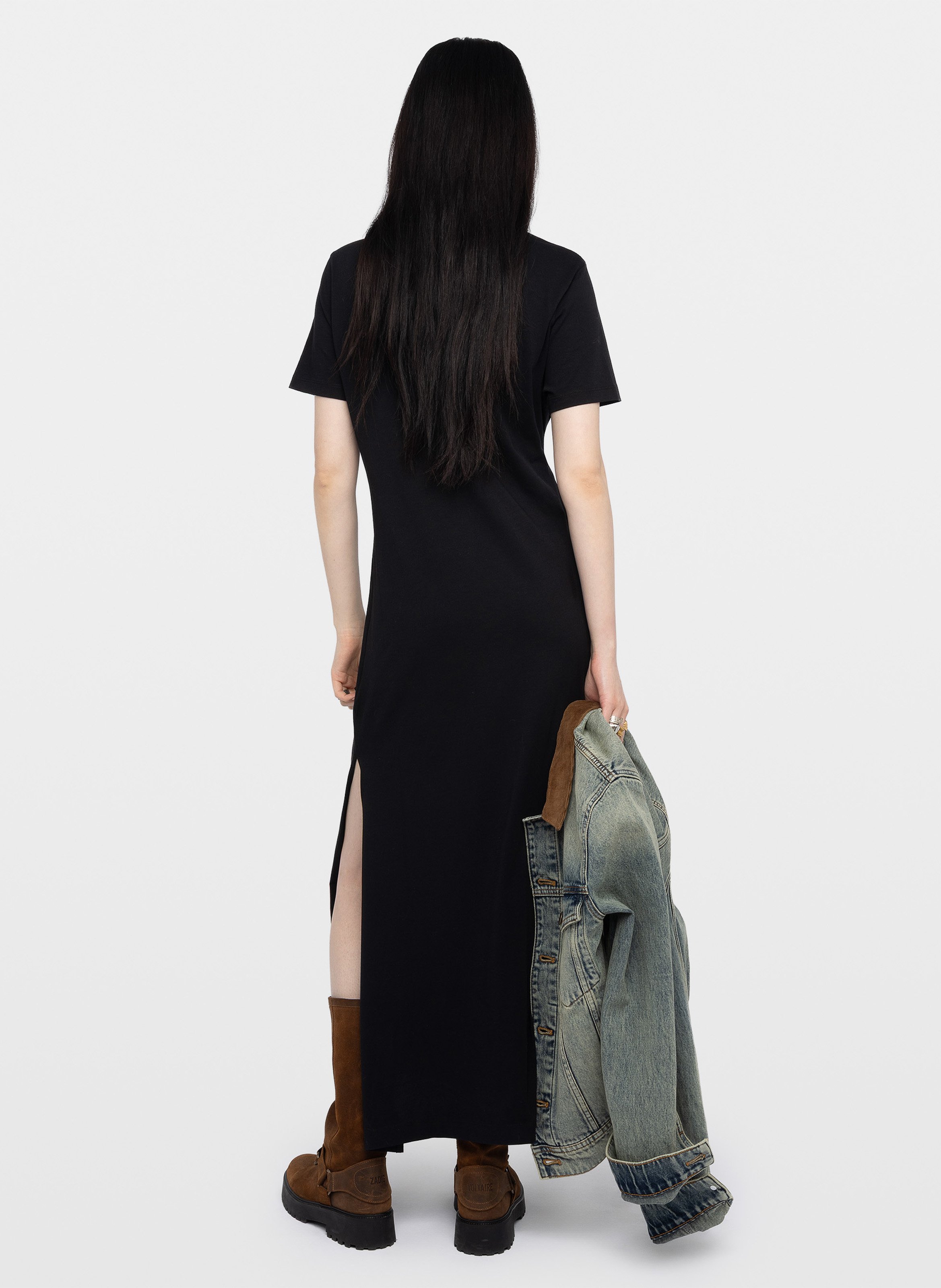 Long pleated short-sleeve maxi dress ZADIG&VOLTAIRE Black