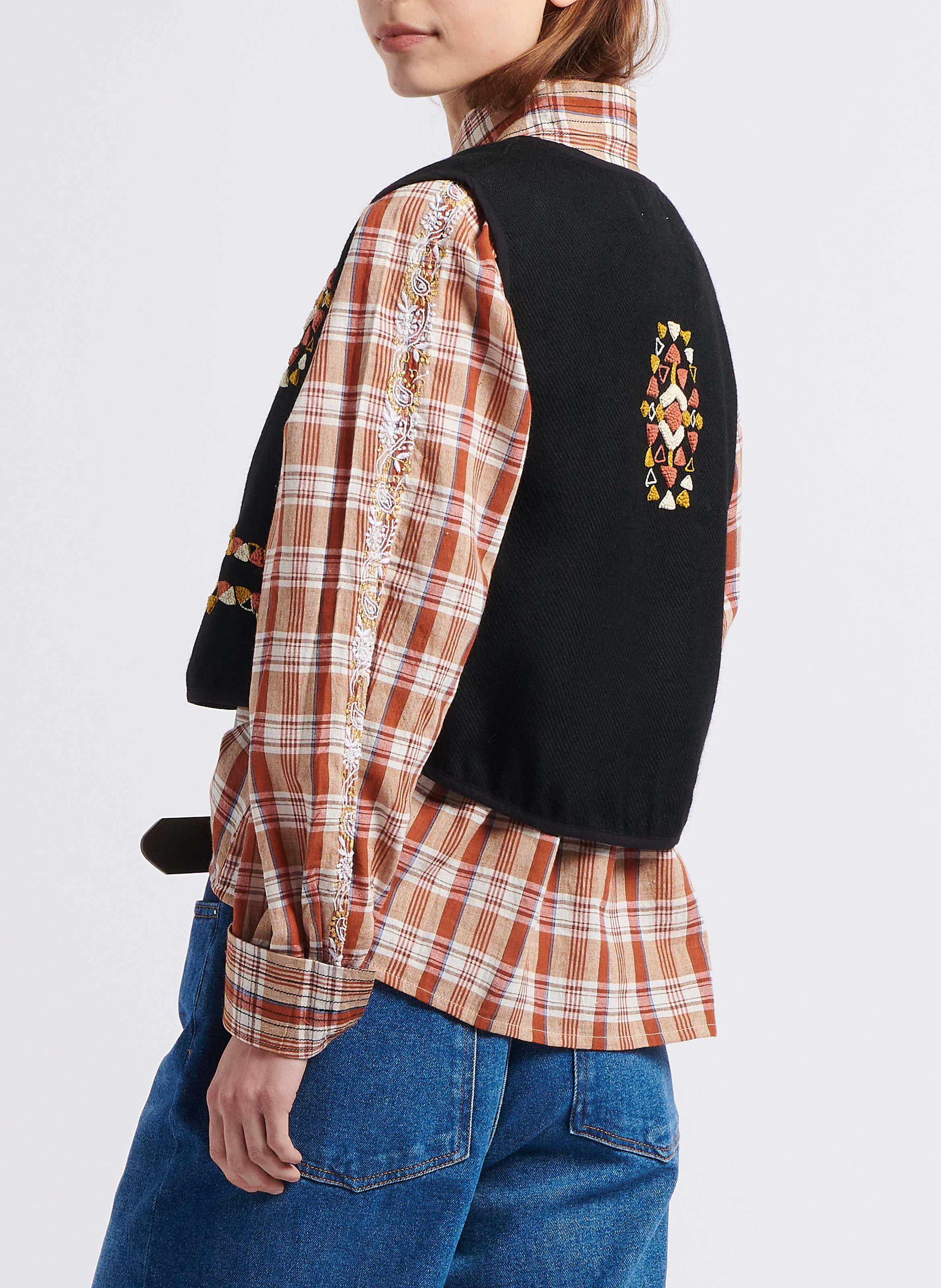 Kurzer Bolero aus bestickter Wolle V DE VINSTER Schwarz