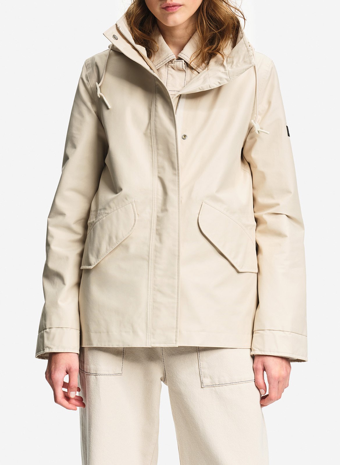 Plain zip-up parka with hood AIGLE Beige