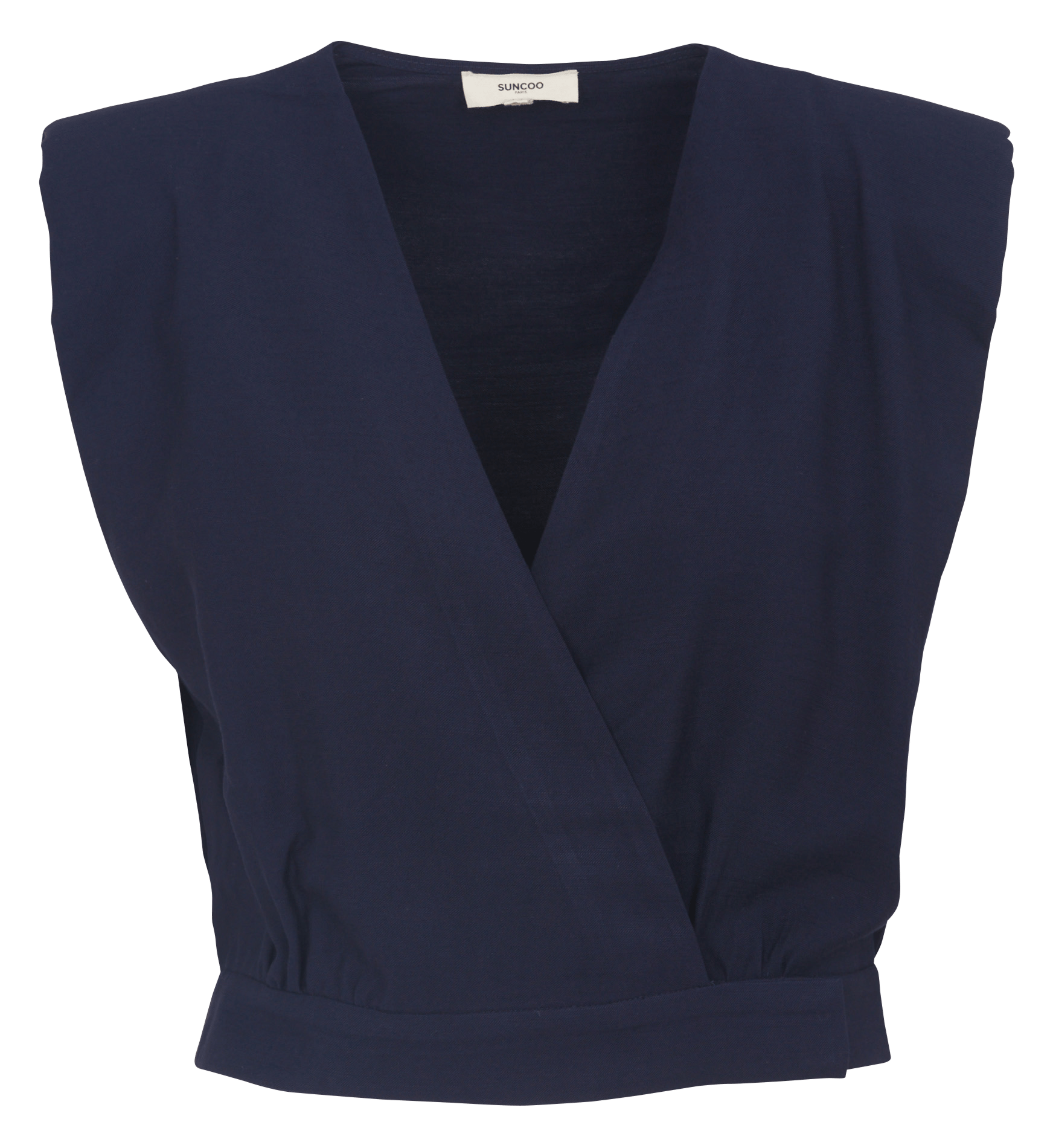 Top court droit col V SUNCOO Bleu