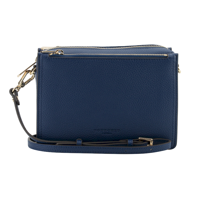 Large leather crossbody bag Blue
