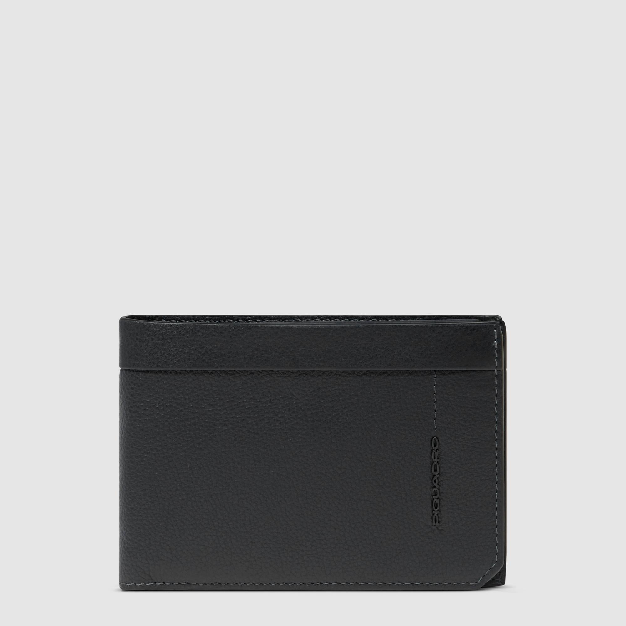 Men's wallet with ID card holder flap PIQUADRO Black