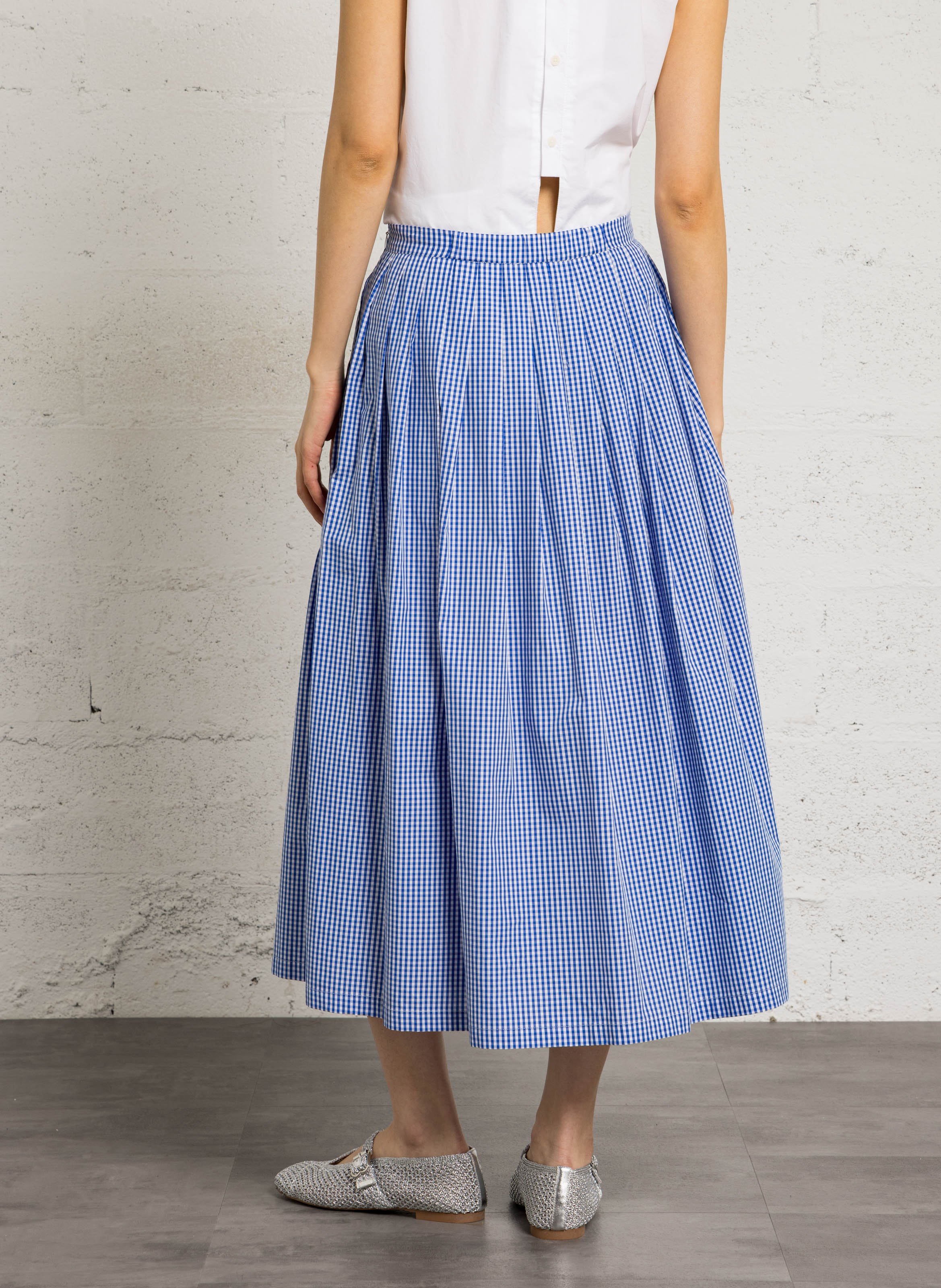 Jupe longue motif carreaux en coton SUZIE WINKLE Bleu