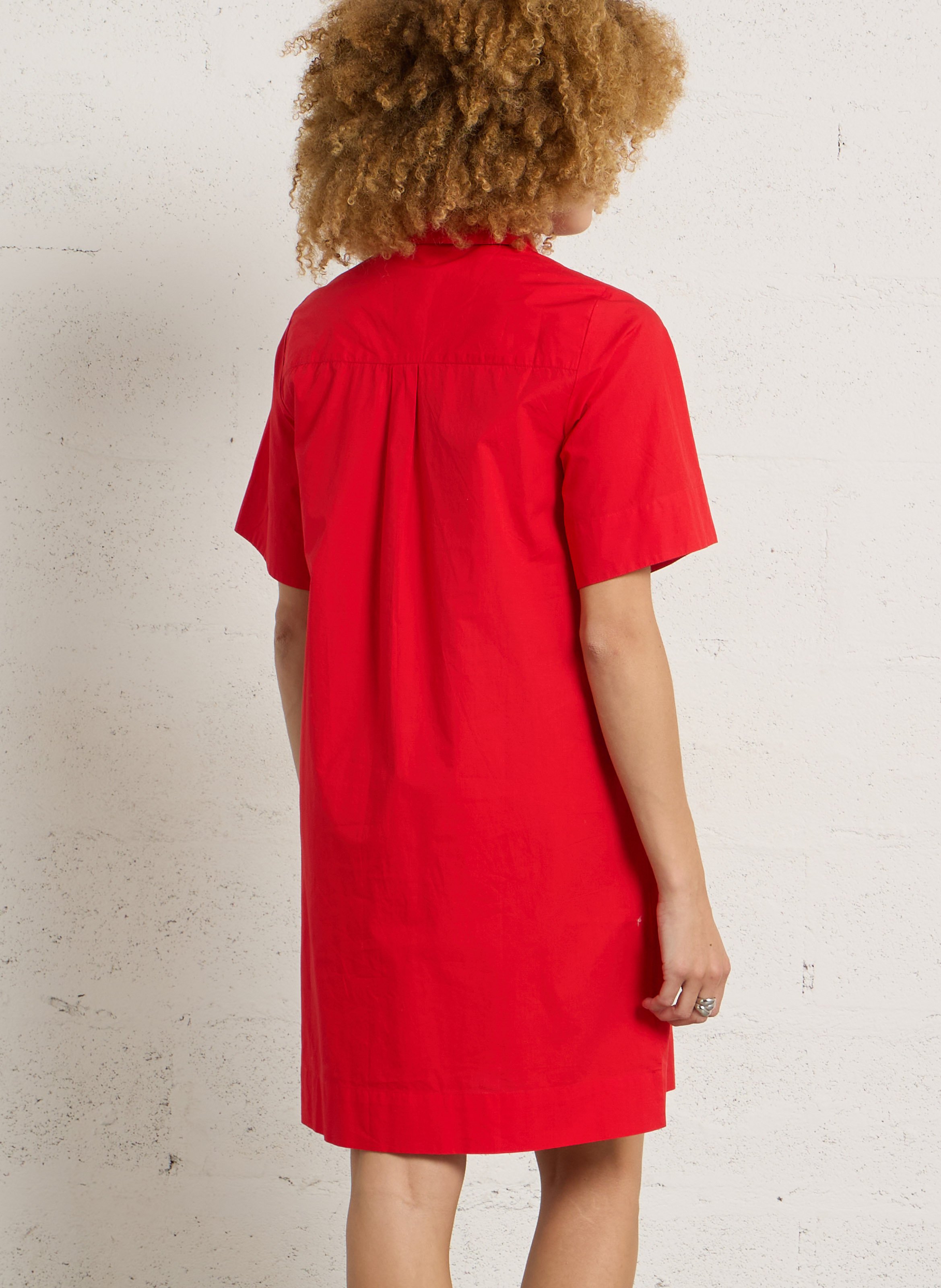 Robe courte col classique en coton SUD EXPRESS Rouge