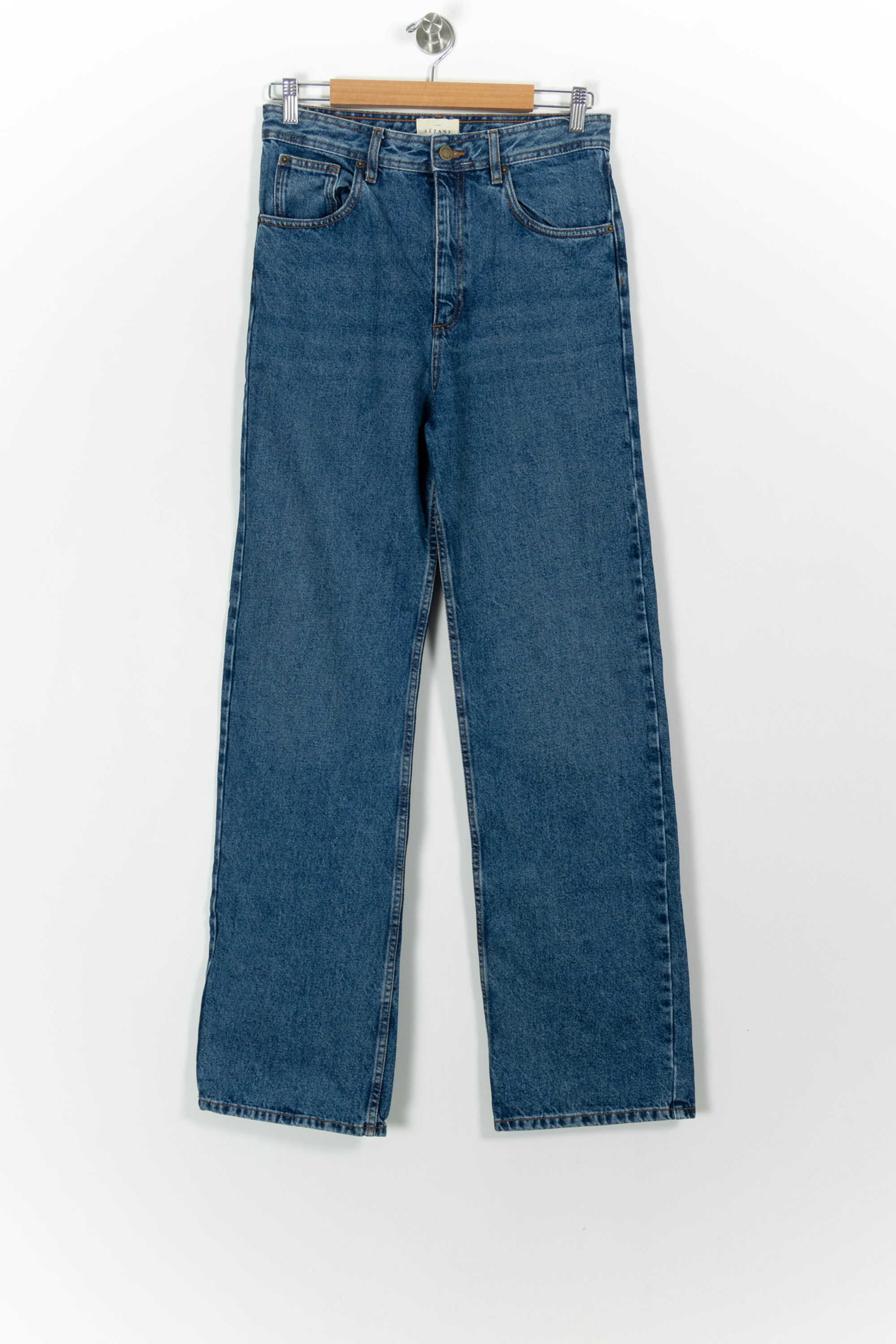 Cropped slim jeans with studs SEZANE - Seconde main Blue