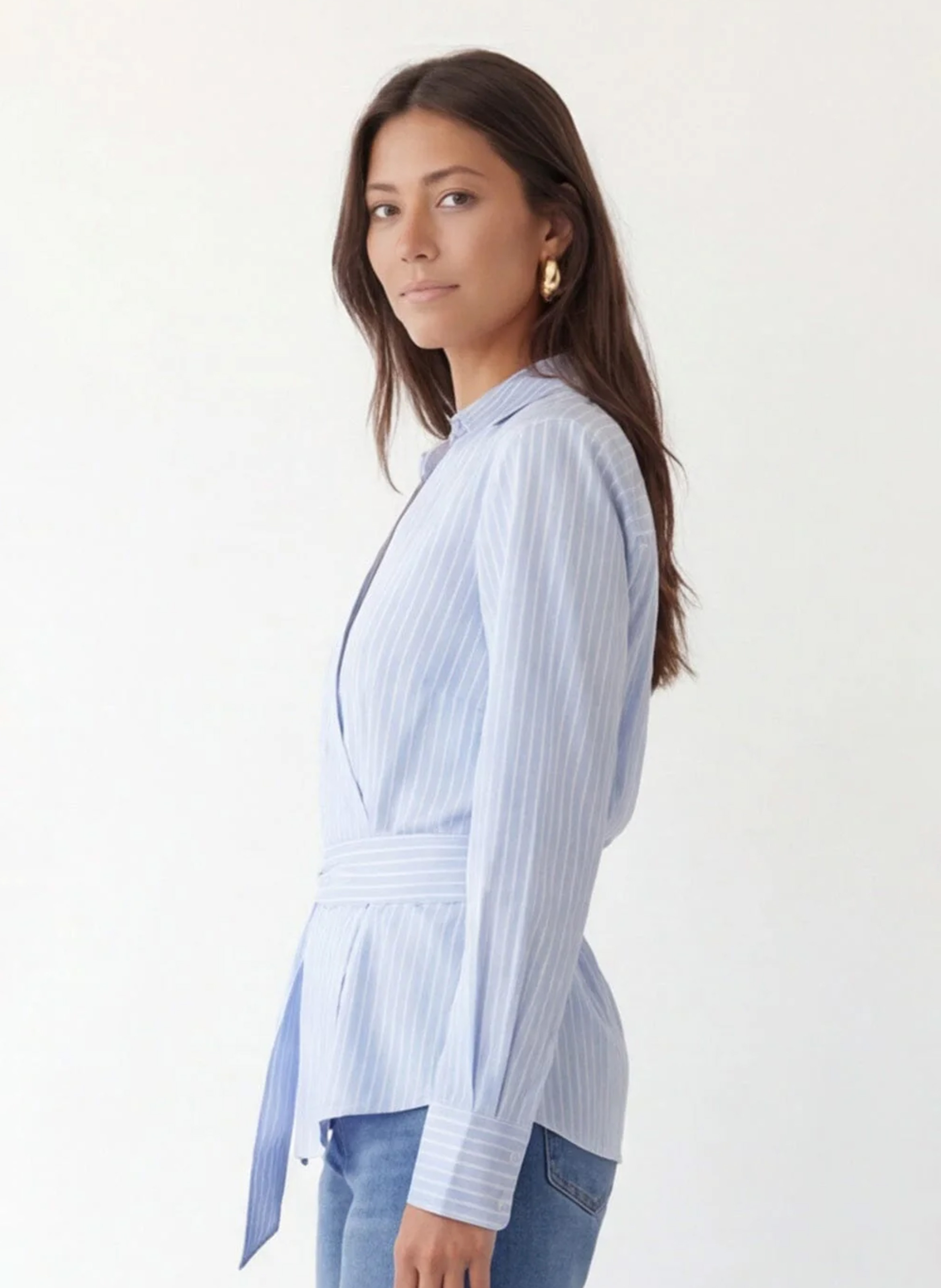 Bluse aus Baumwoll-Mix mit klassischem Kragen KOOKAI Blau