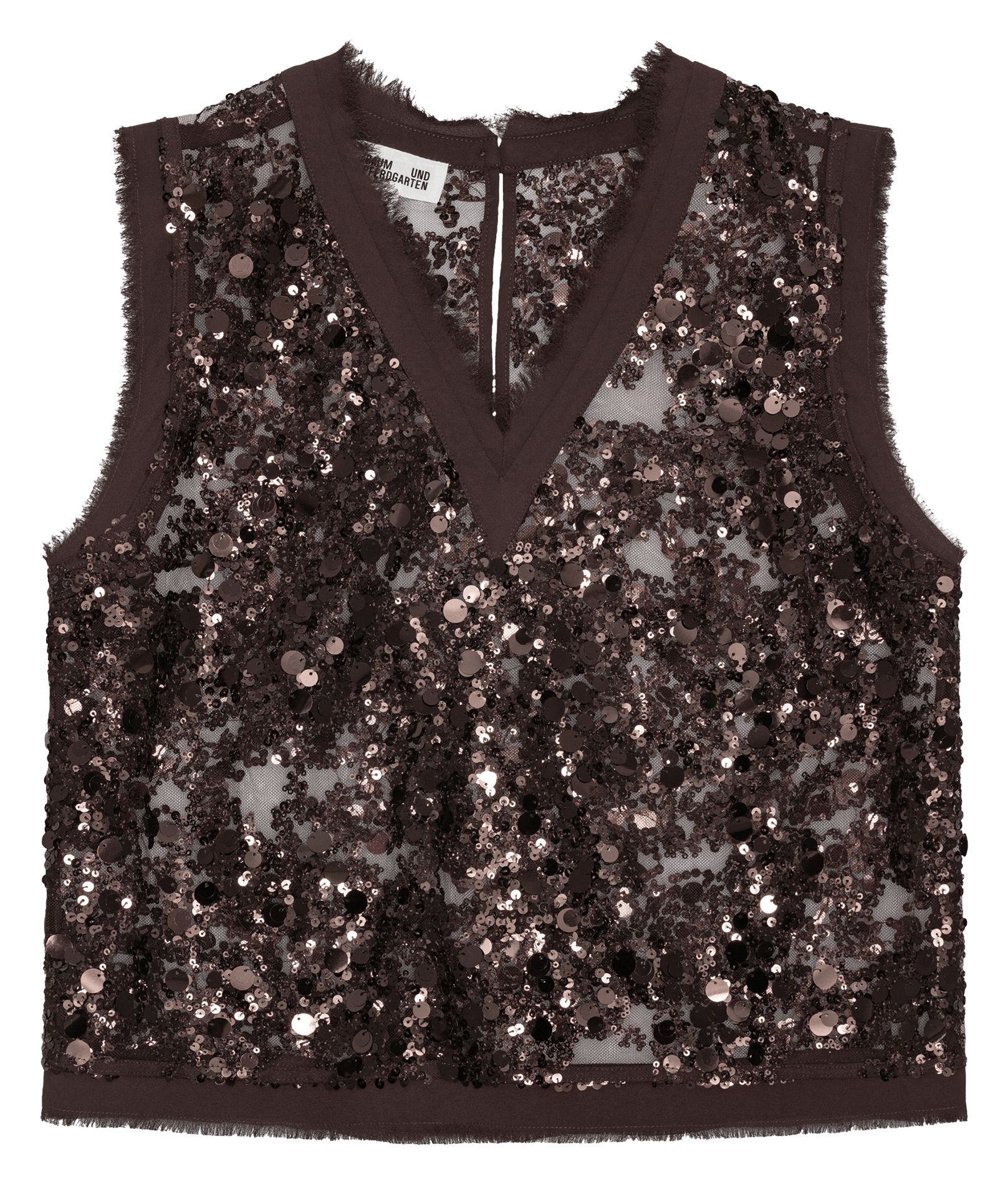 Sequin Sleeveless V-Neck Top BAUM UND PFERDGARTEN Brown