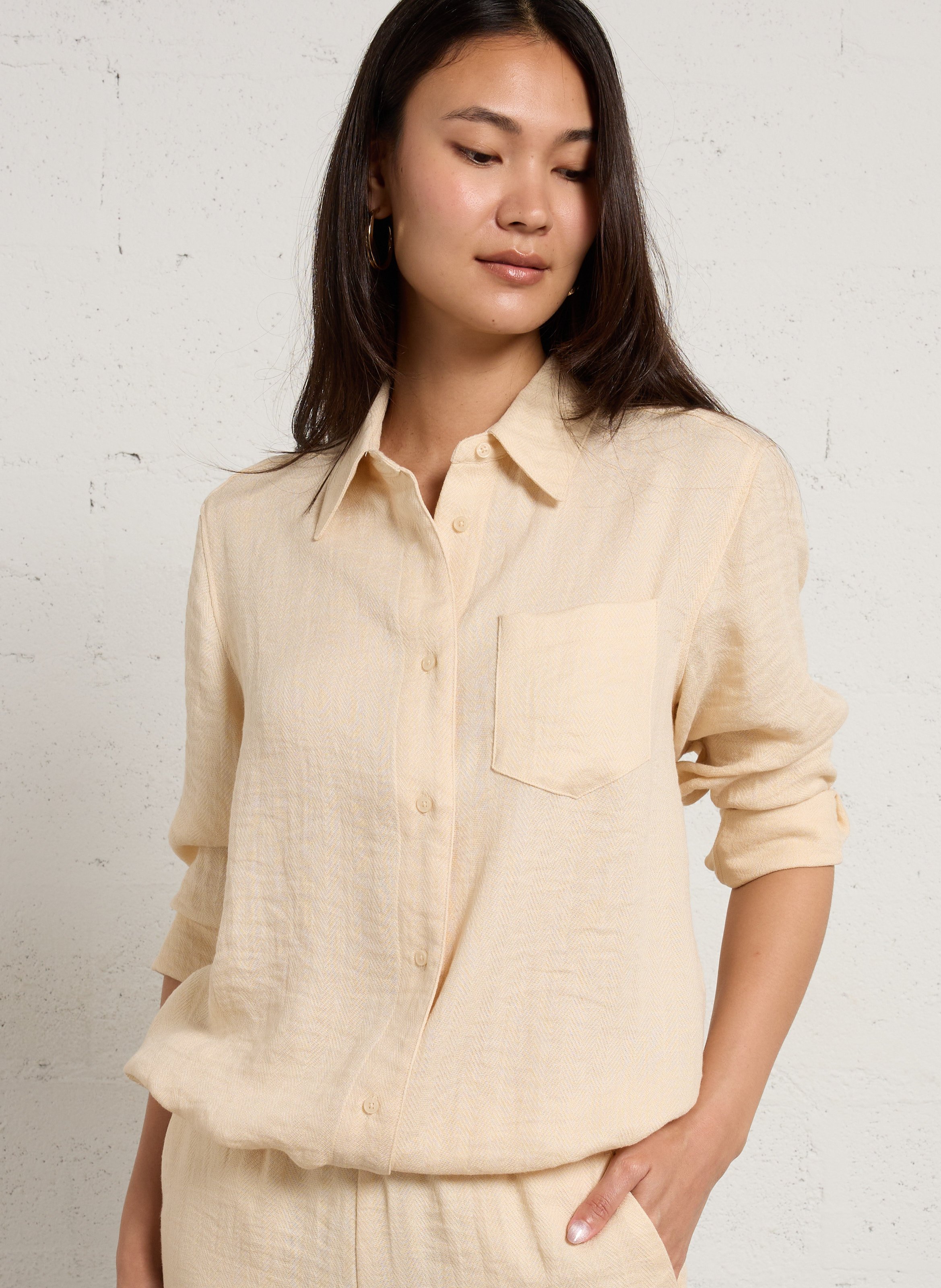 Chemise droite boutonnée ajustable MAISON 123 Beige