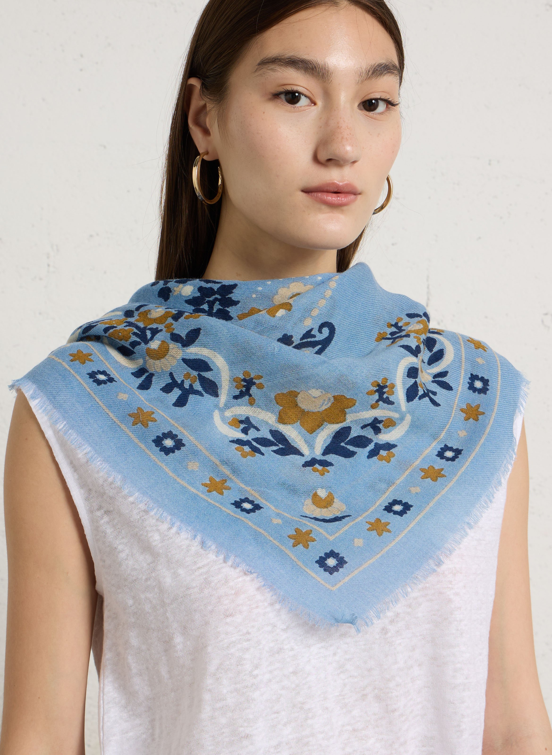 Bedruckter Foulard aus Wolle und Seide MAISON LECOMTE FLAMENT