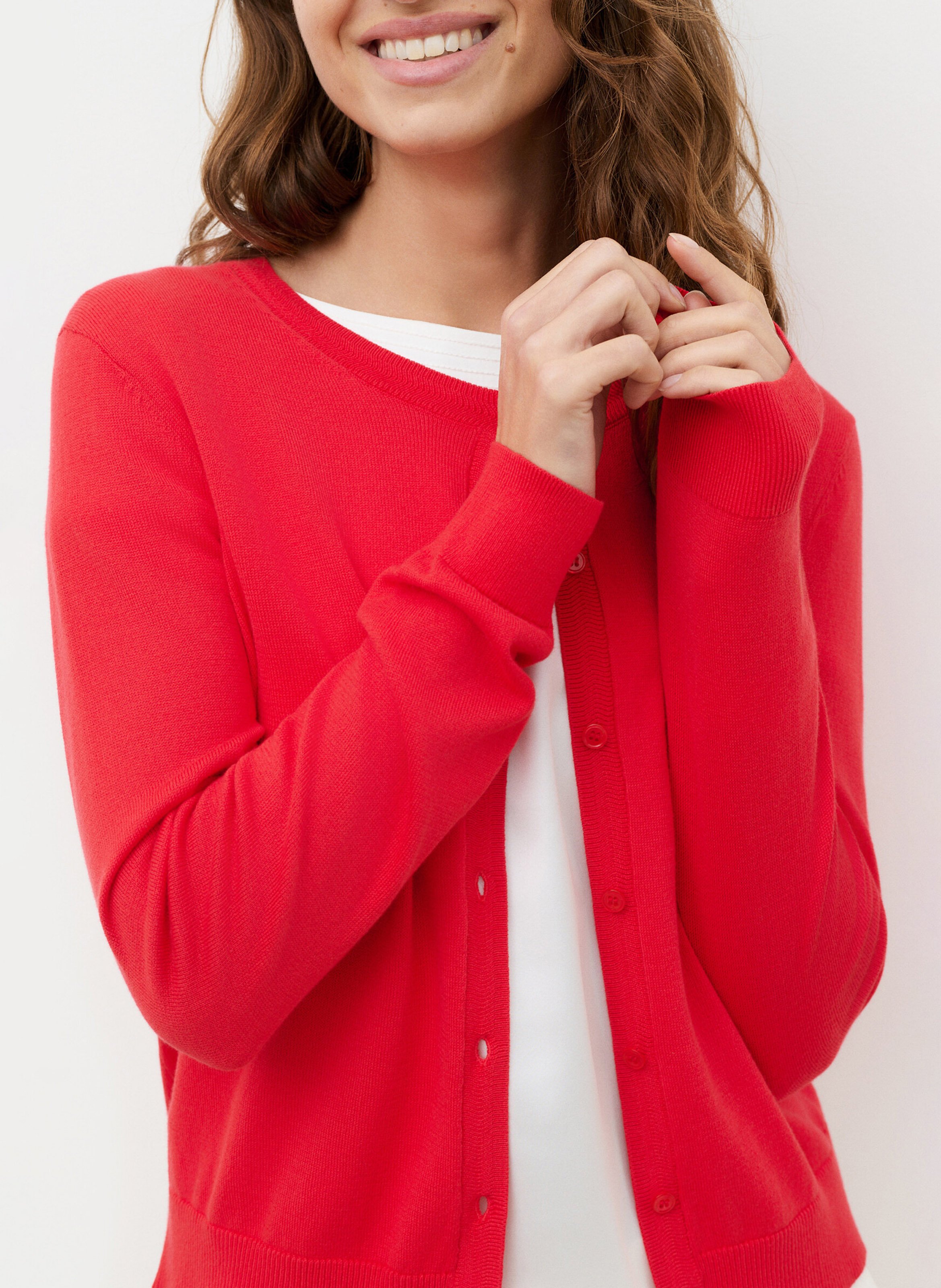 Gilet en coton col rond CAROLL Rouge
