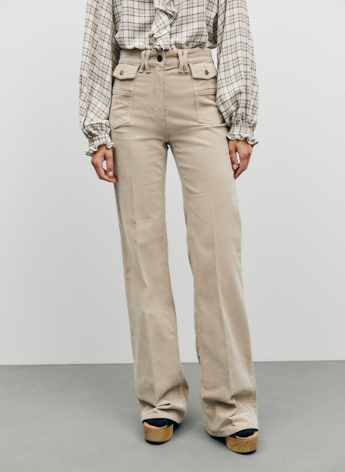 High-waisted velvet flare jeans GERARD DAREL Beige