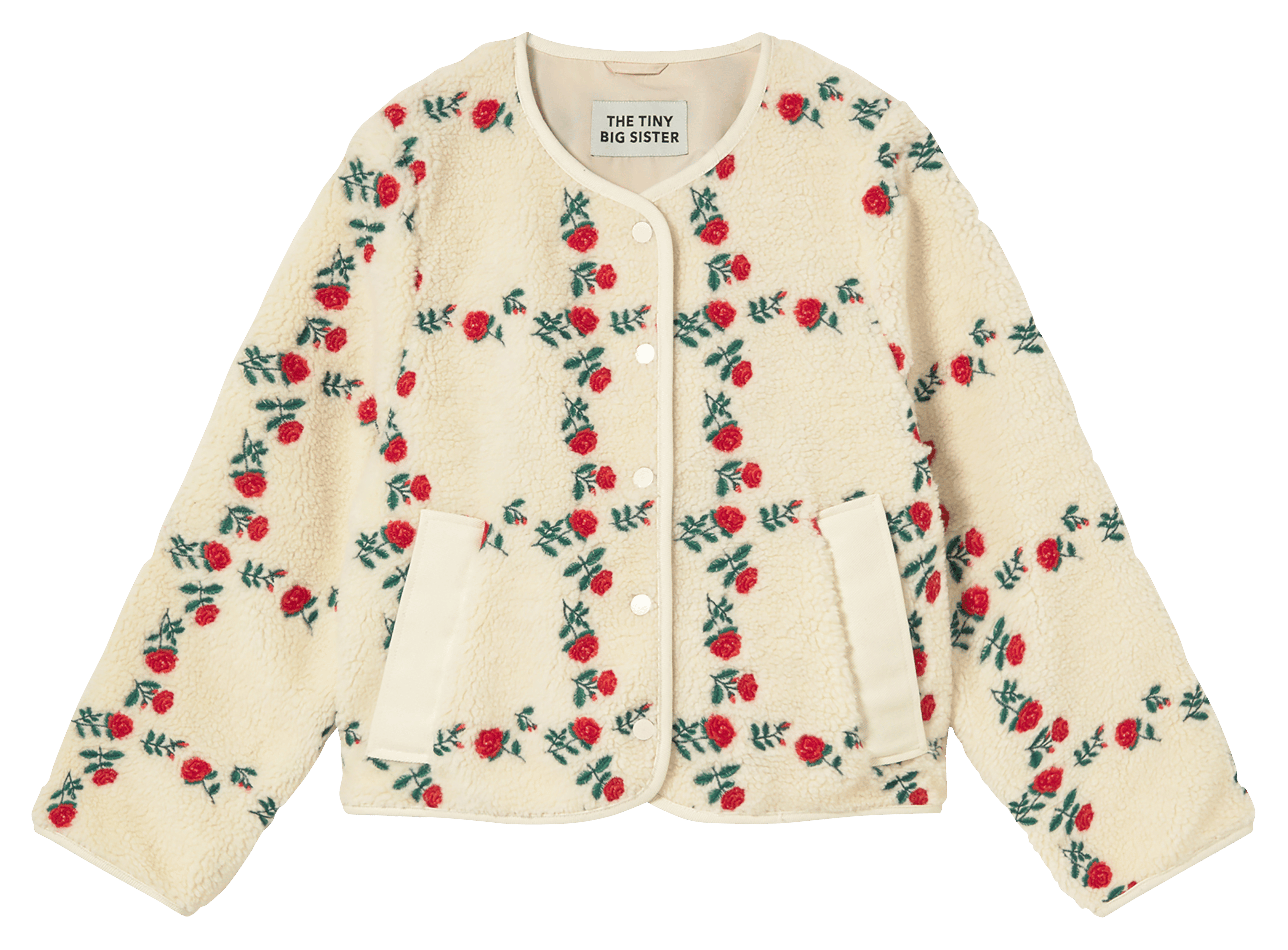 Veste col rond brodée THE TINY BIG SISTER Beige