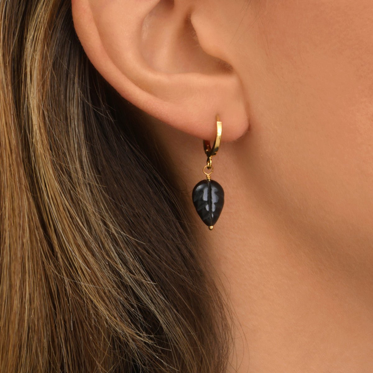 Boucles d'oreilles créoles   doré à l'or fin SATELLITE PARIS Noir