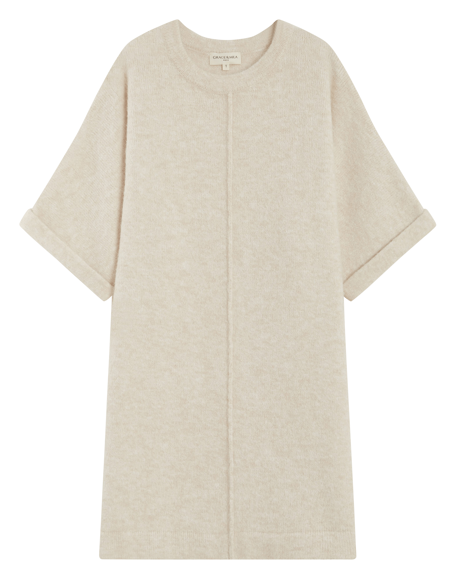 Korte jurk van gebreide stof GRACE ET MILA Beige