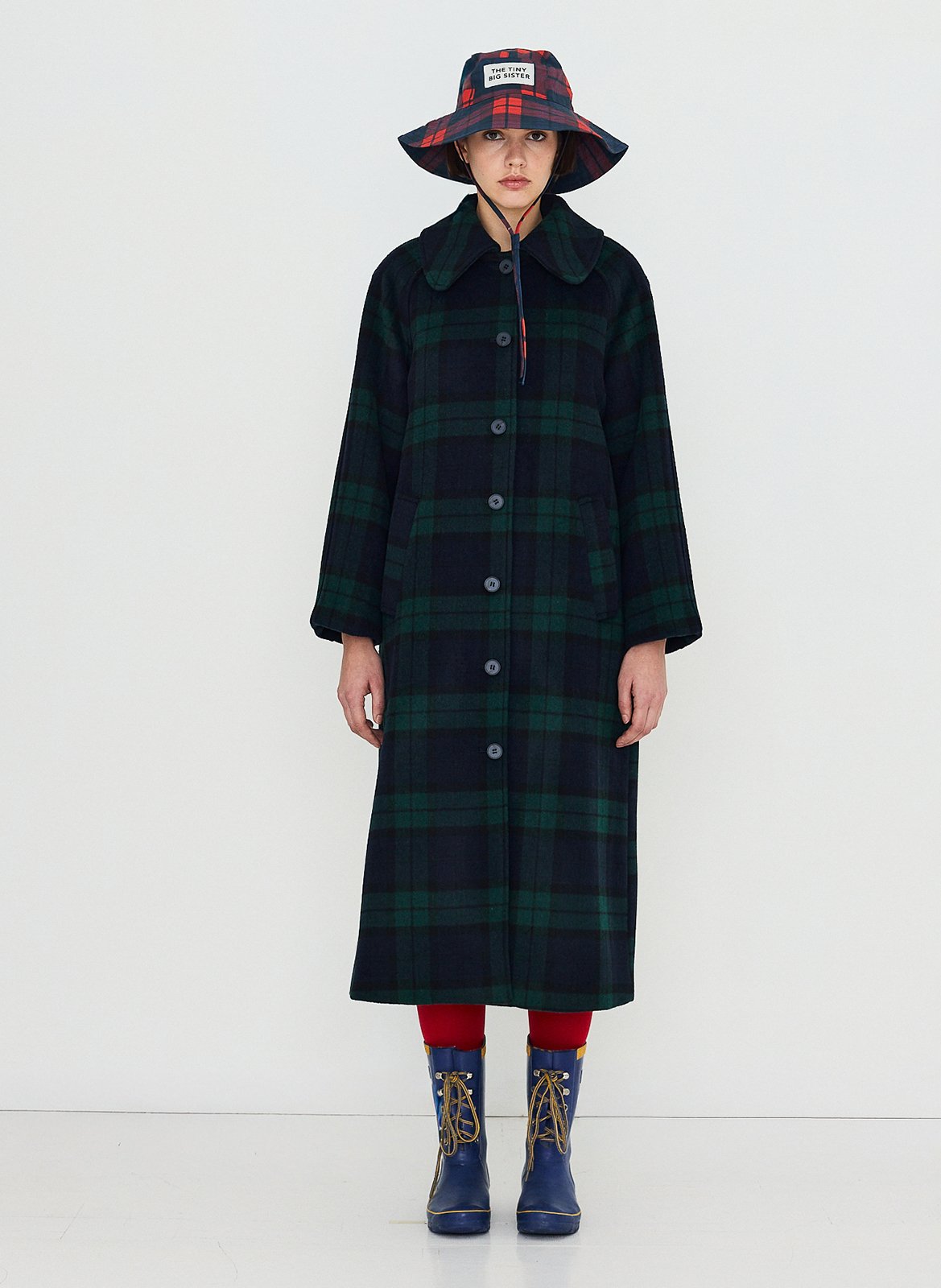 Straight wool-blend coat with classic collar THE TINY BIG SISTER Blue