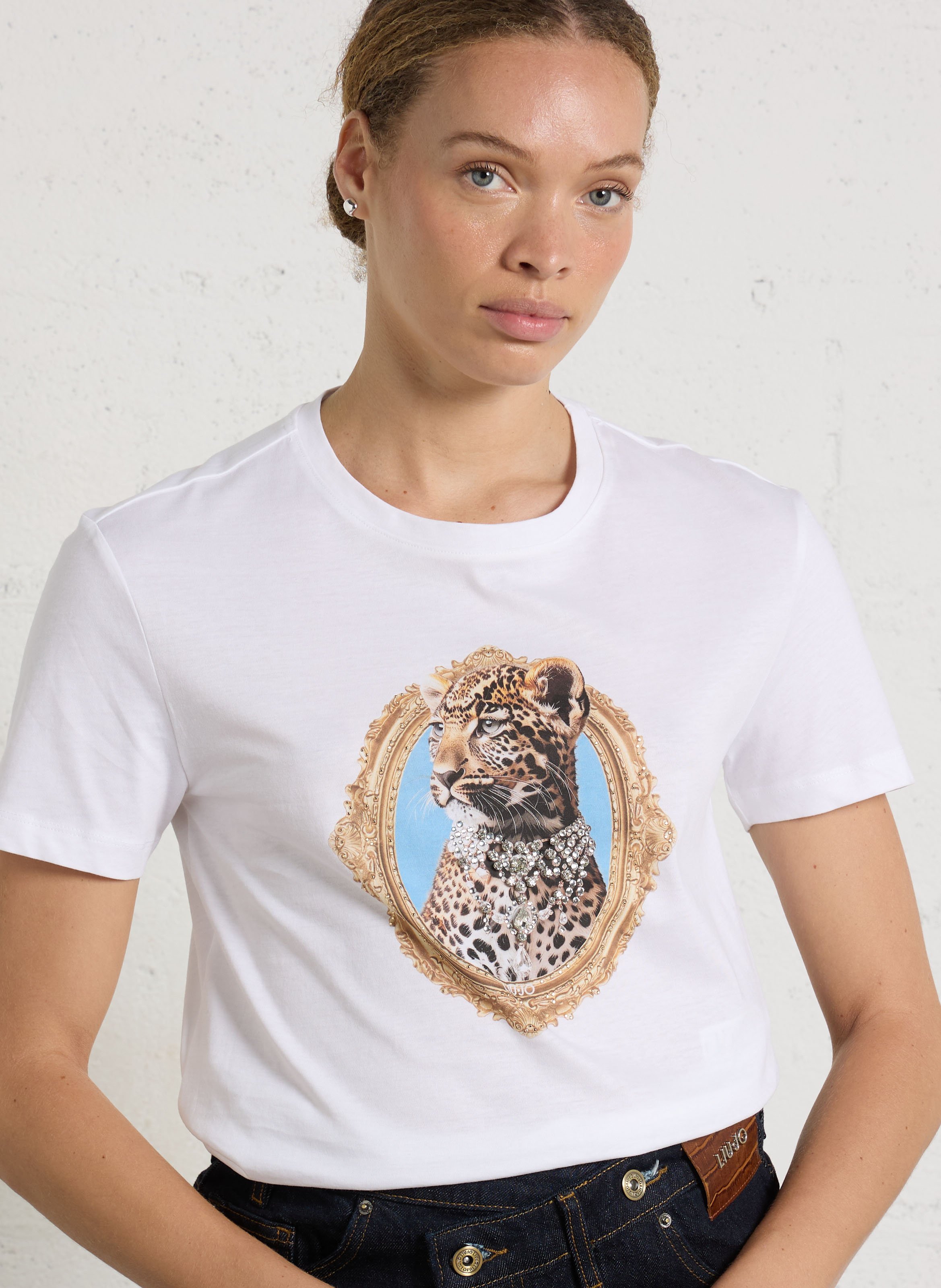 Gerade geschnittenes Baumwoll-T-Shirt LIU JO Weiss