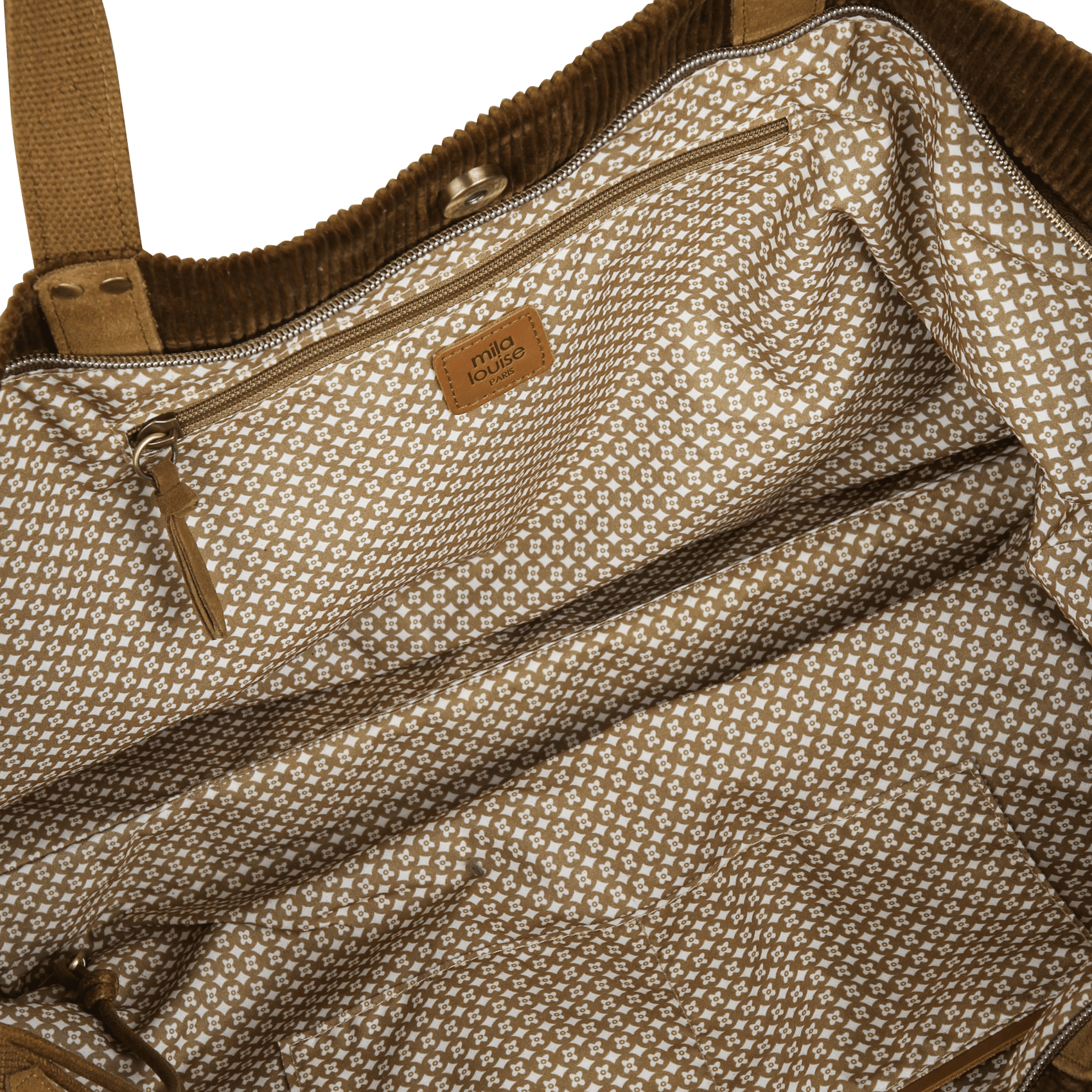 Gesteppte Schultertasche aus gemischtem Leder. MILA LOUISE Beige
