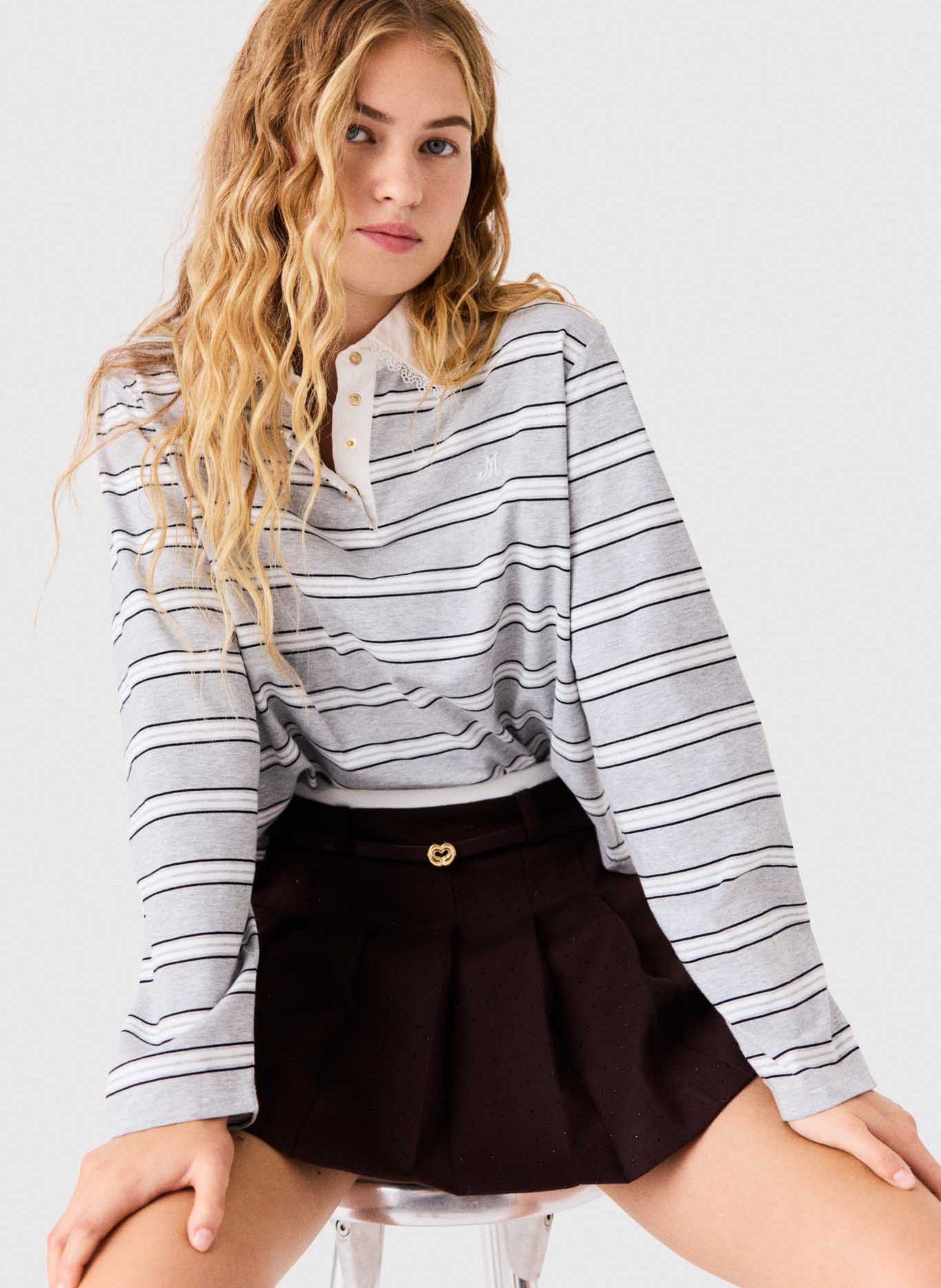 Oversized polo van katoenmix MAJE Grijs